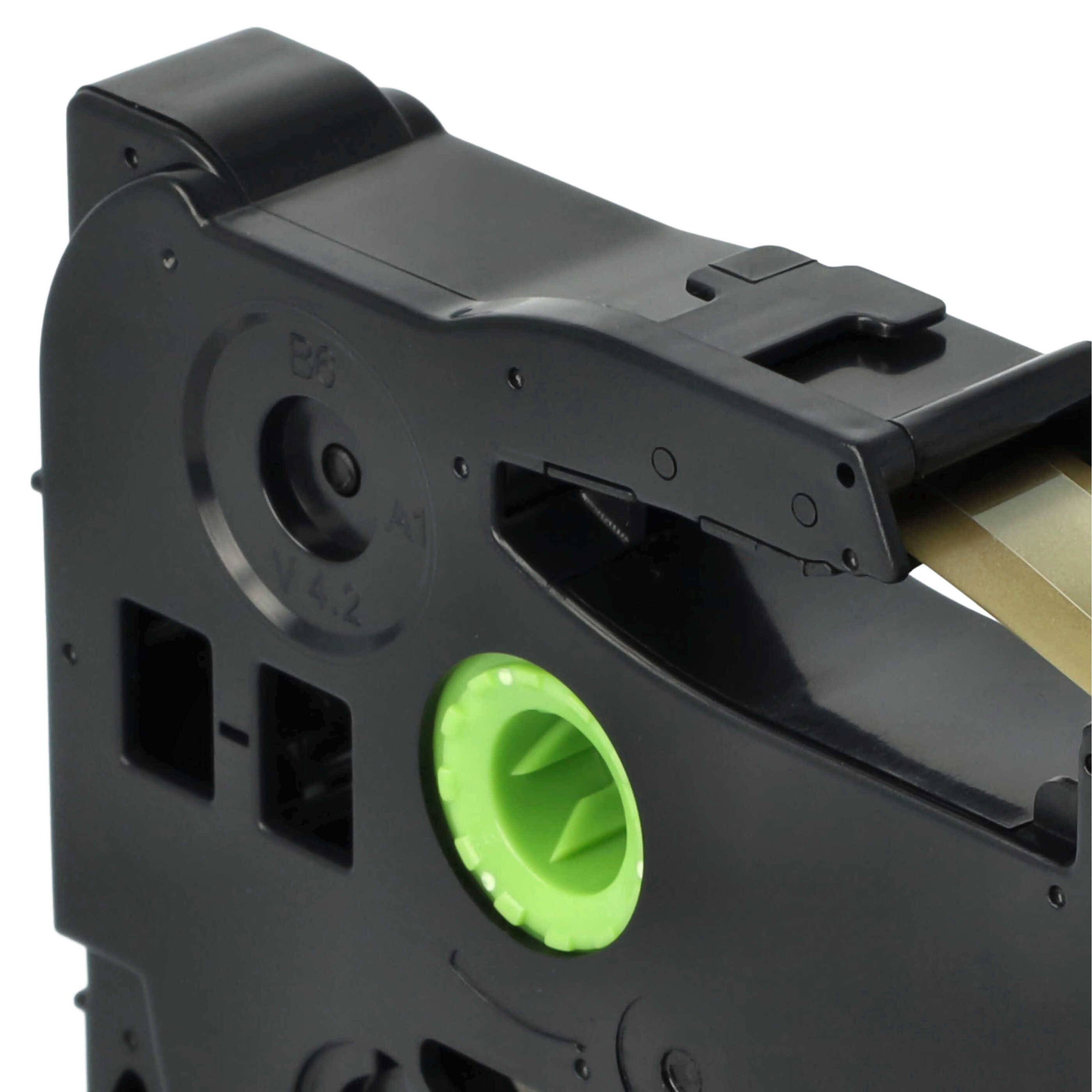 vhbw Schriftband-Kassette kompatibel mit Brother PT 2480 | 300, 3600, 350, 340, 310, 500-Serie, 300-Serie Etiketten-Drucker 8m x 6mm Gold auf