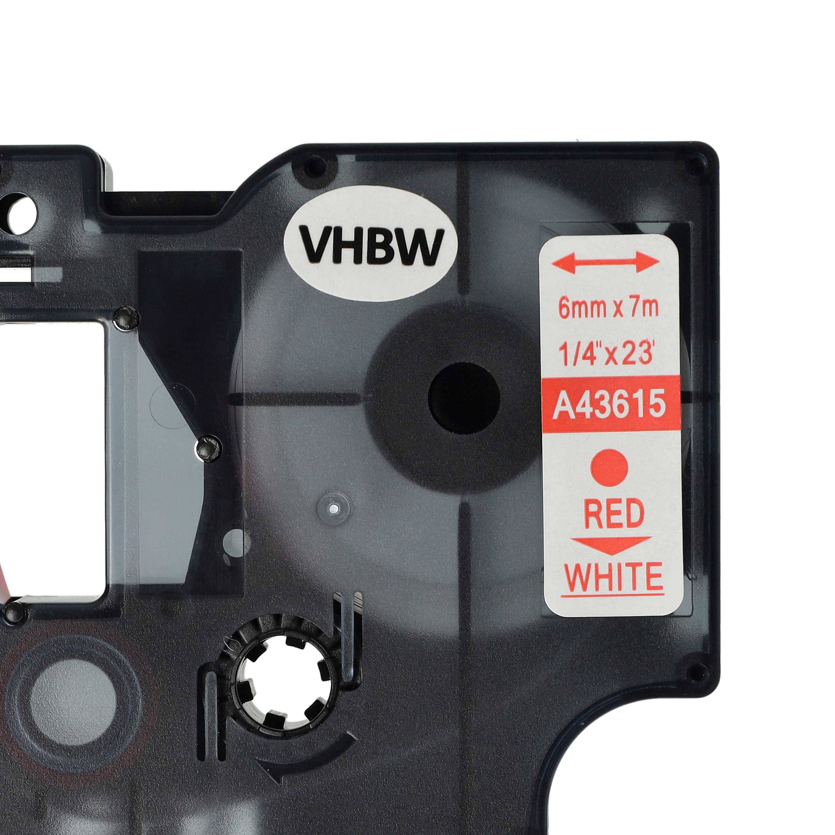 vhbw Schriftband kompatibel mit Dymo LabelManager PC II Rot auf Weiß | Etiketten-Drucker 7m x 6mm