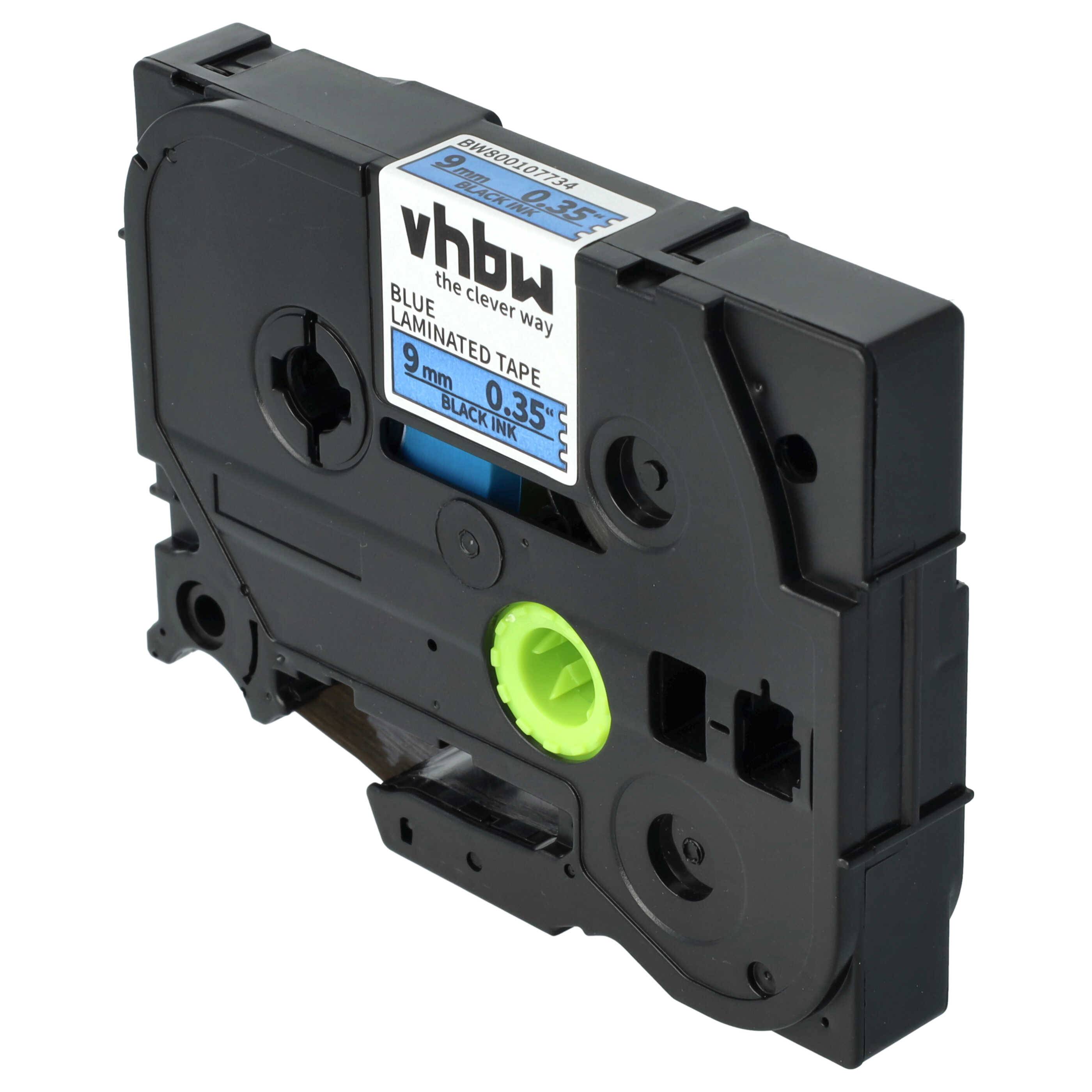 vhbw Schriftband-Kassette Ersatz für Brother TZE-521 für Etiketten-Drucker 8m x 9mm Schwarz auf Blau
