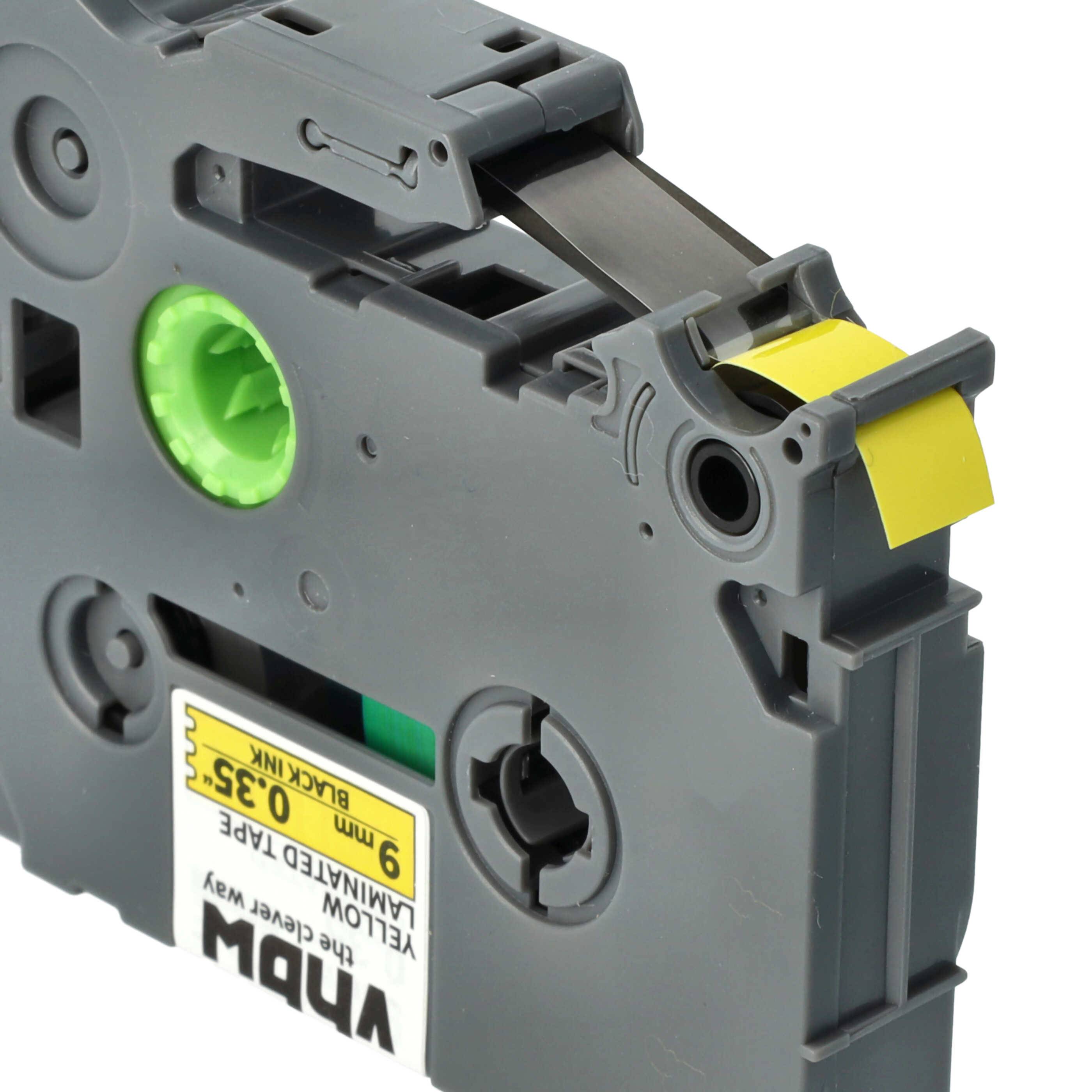 vhbw 1x Schriftband-Kassette kompatibel mit Brother PT 2480, 2470, 2460, 2450, 2450DX, 2500PC, 2430PC Etiketten-Drucker 8m x 9mm Schwarz auf Gelb