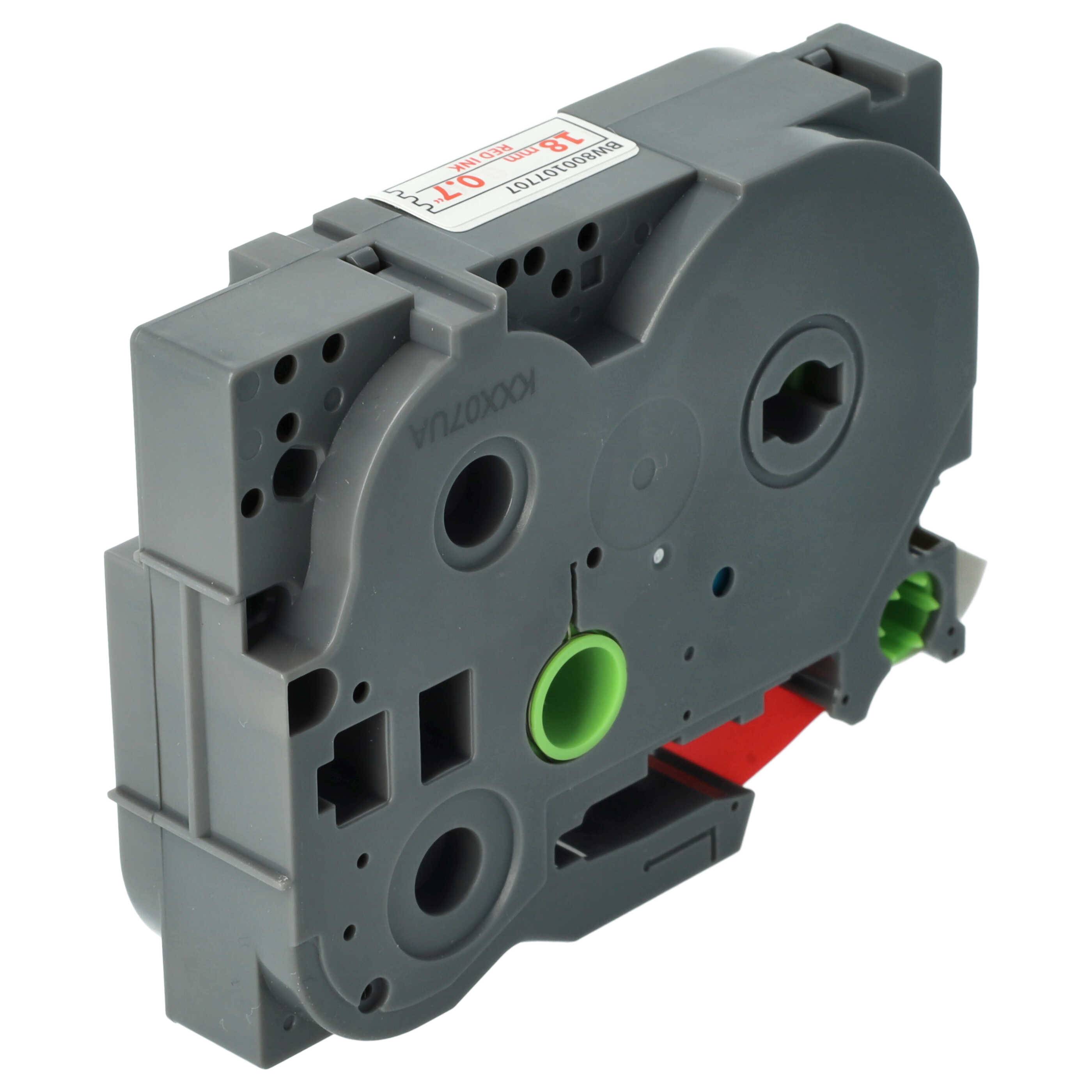 vhbw Schriftband-Kassette kompatibel mit Brother PT H 500 Li, P 700, 9700 PC, 9800 PCN, E 500 VP, H 500 Etiketten-Drucker 8m x 18mm Rot auf Weiß