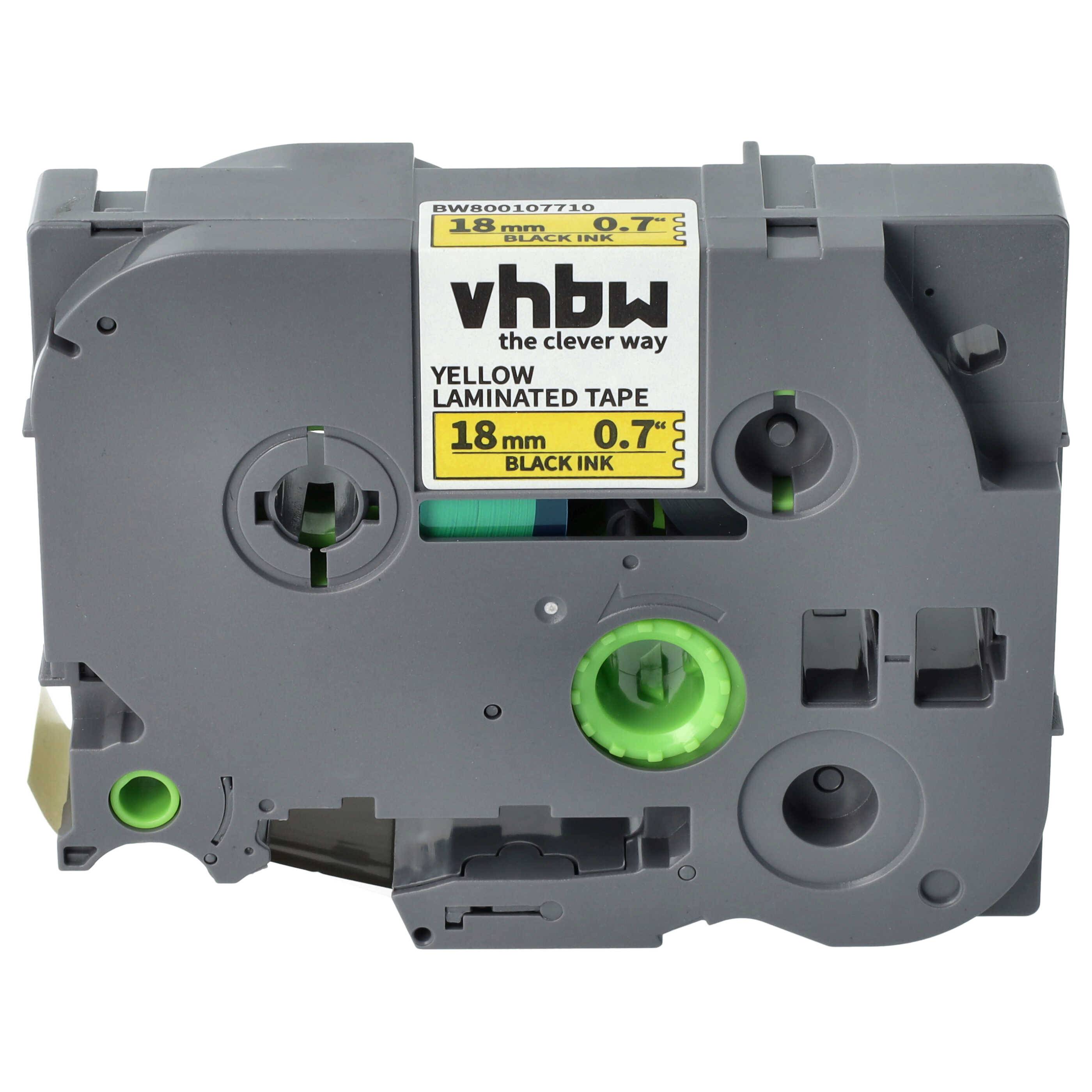 vhbw Schriftband-Kassette Ersatz für Brother TZE-641, TZ-641 für Etiketten-Drucker 8m x 18mm Schwarz auf Gelb