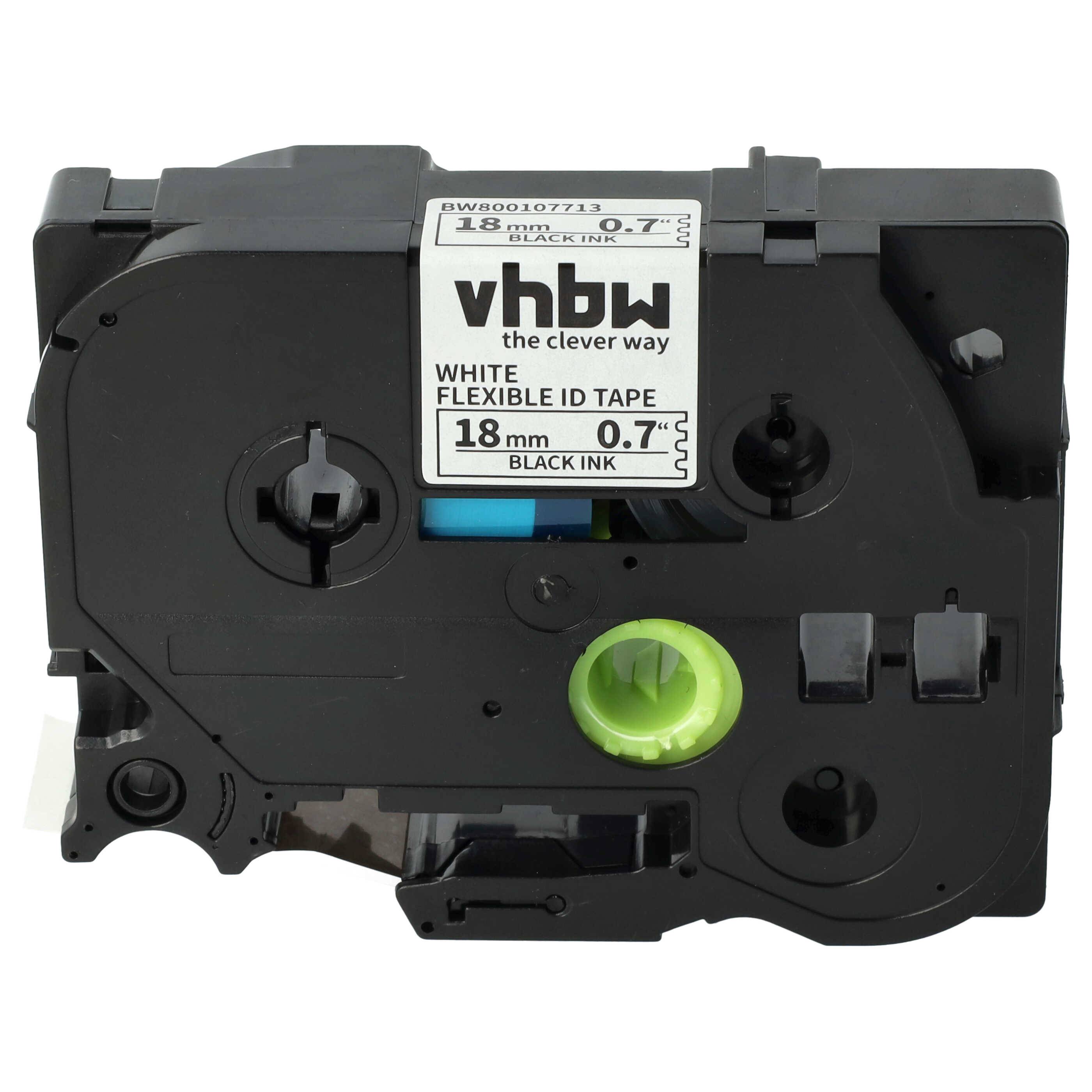 vhbw Schriftband-Kassette Ersatz für Brother TZ-FX241, TZE-FX241 für Etiketten-Drucker 8m x 18mm Schwarz auf Weiß, Flexibel