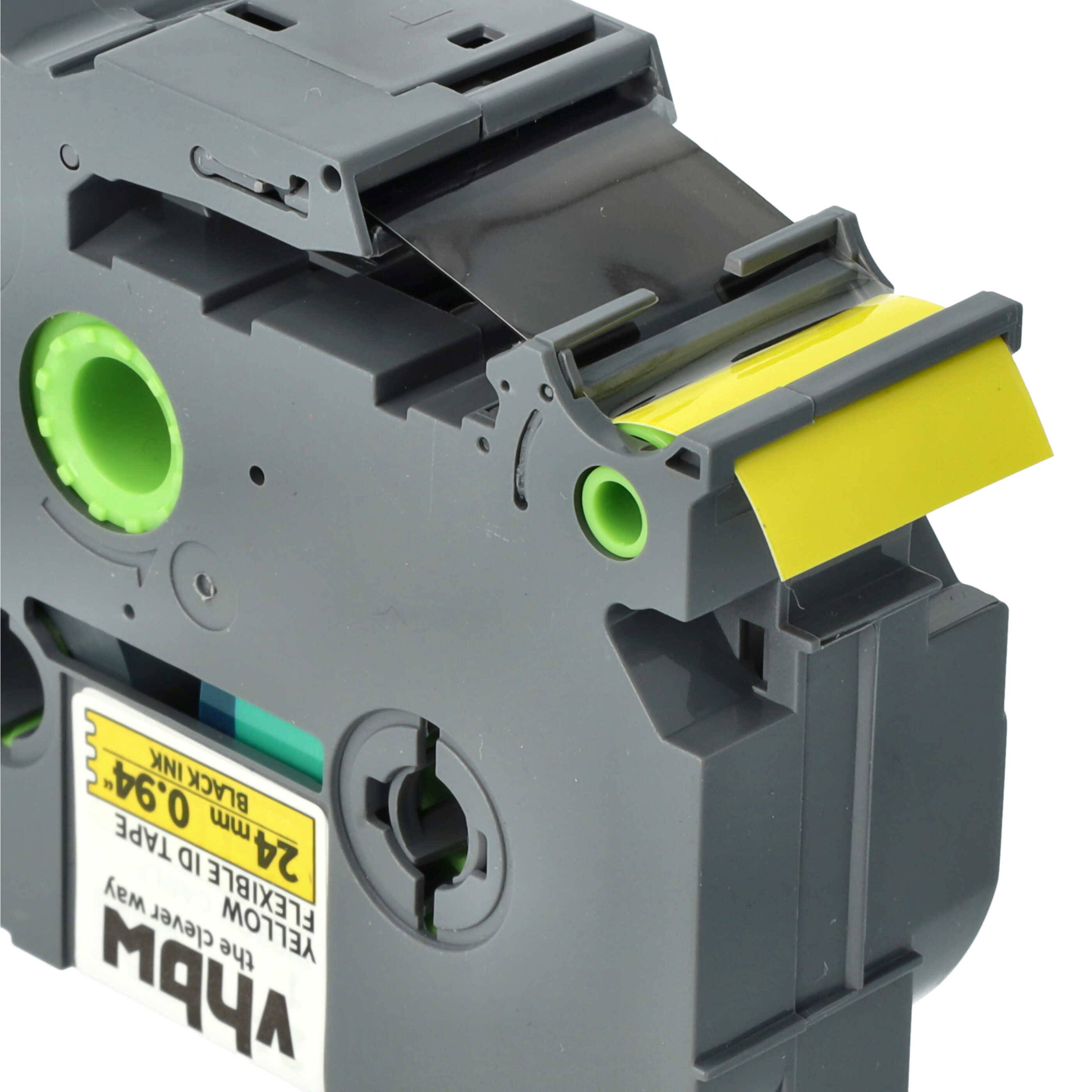 vhbw Schriftband-Kassette Ersatz für Brother TZE-FX651, TZ-FX651 für Etiketten-Drucker 8m x 24mm Schwarz auf Gelb, Flexibel