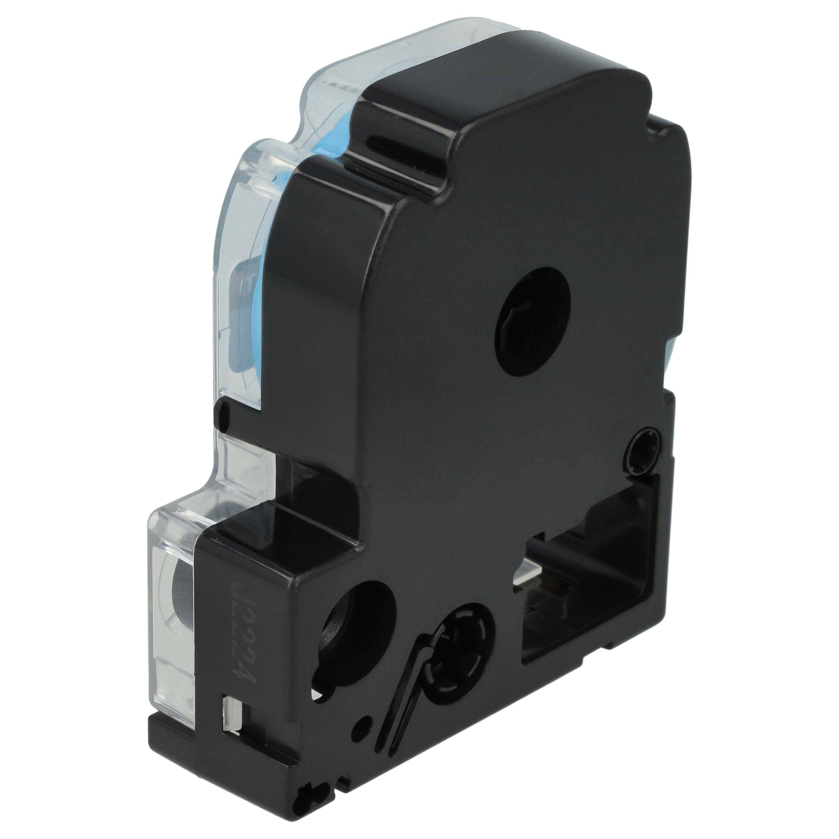 vhbw Schriftband-Kassette kompatibel mit KingJim SR3900C, SR150, SR3700P, SR330, SR300TF, SR180, SR230C Etiketten-Drucker 8m x 12mm Schwarz auf Blau