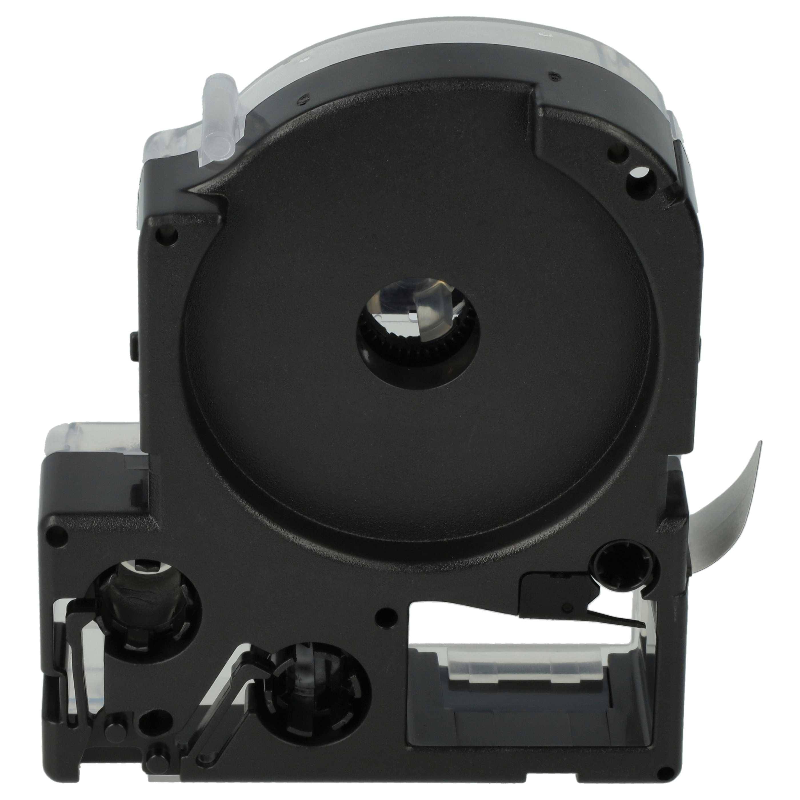 vhbw Schriftband-Kassette Ersatz für KingJim SM12XC, SM12X für Etiketten-Drucker 8m x 12mm Schwarz auf Silber