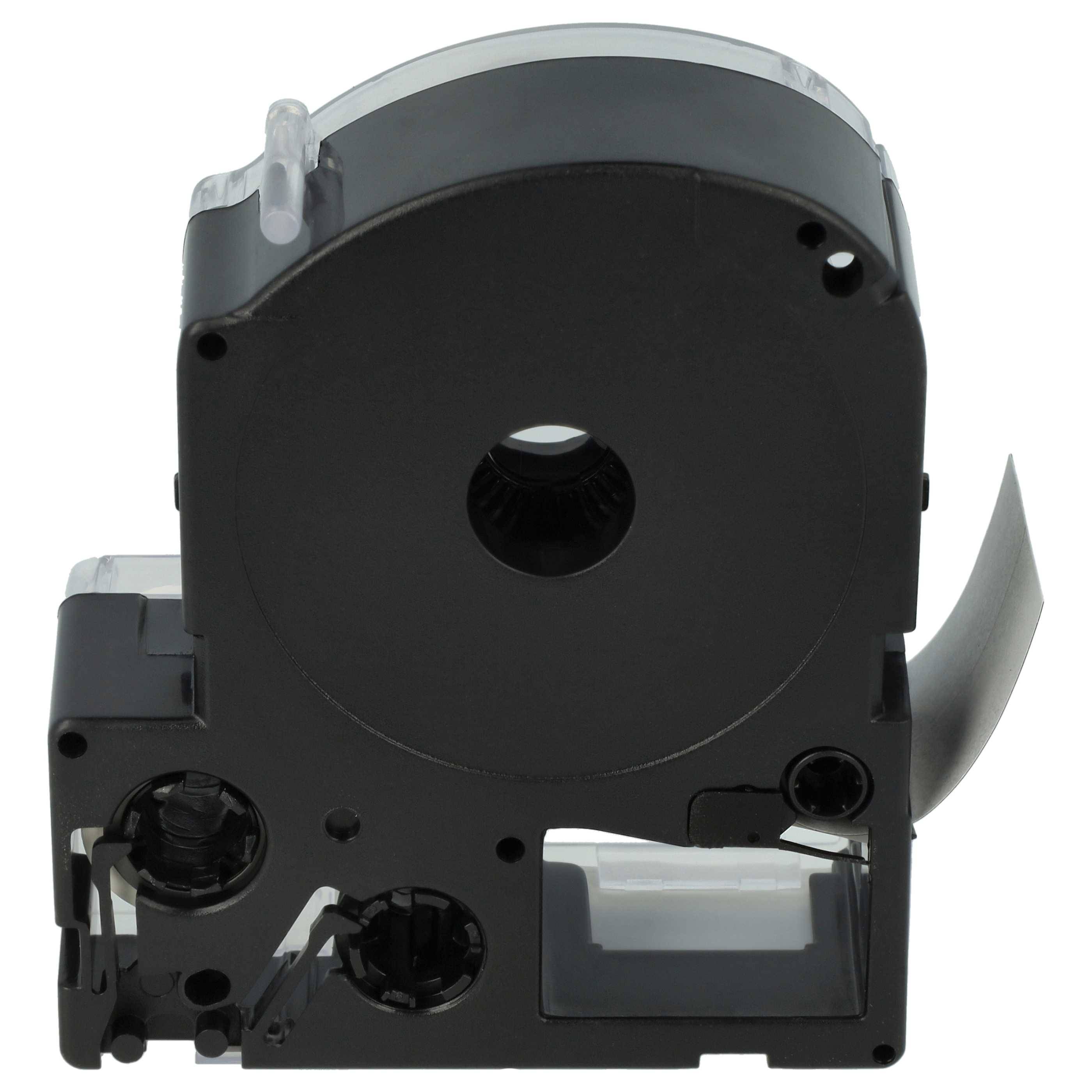 vhbw Schriftband-Kassette kompatibel mit KingJim SR530, SR550, SR3900C, SR530C, SR3900P, SR6700D, SR330 Etiketten-Drucker 8m x 24mm Weiß auf Schwarz