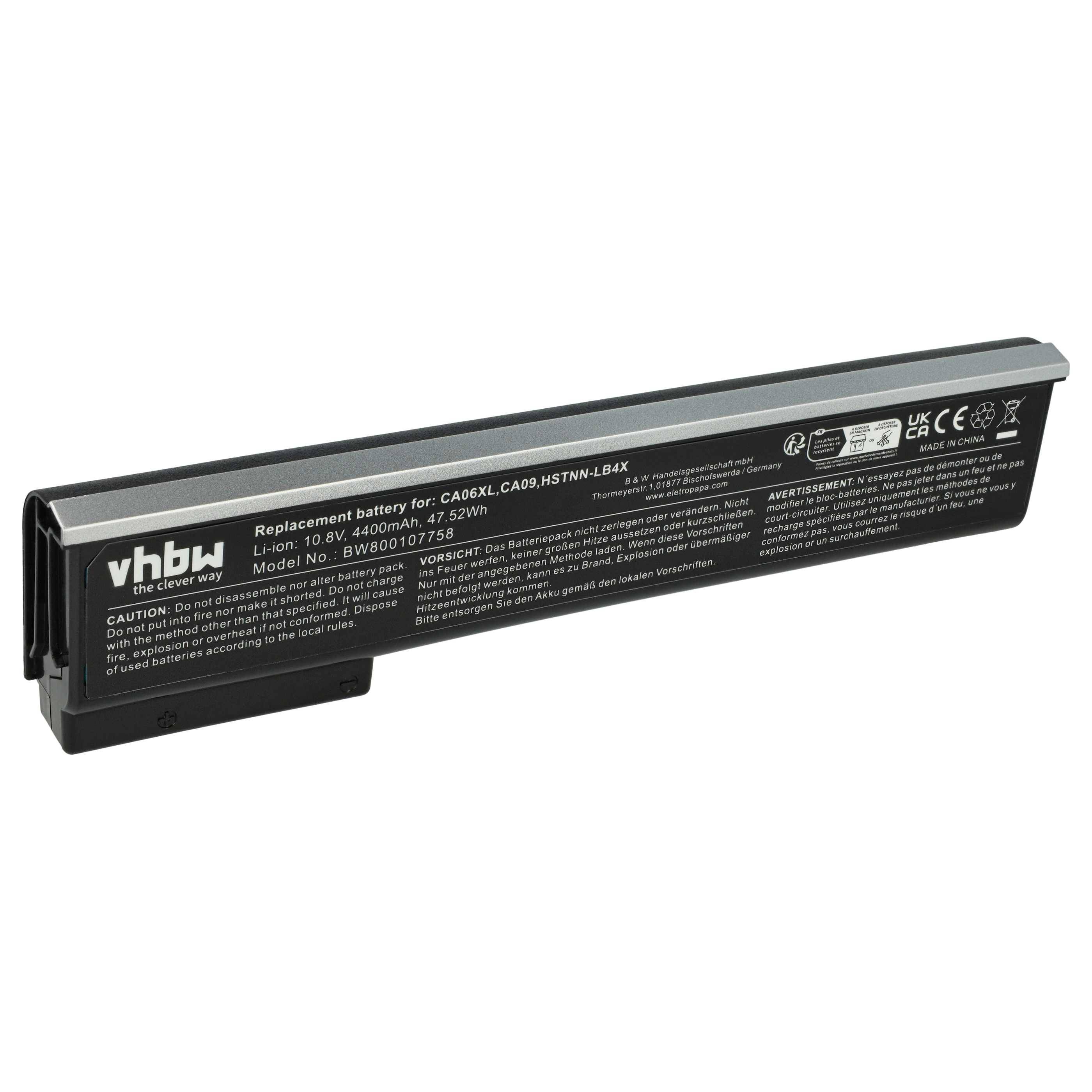 vhbw Akku Ersatz für HP HSTNN-LB4X, HSTNN-LB4Y, HSTNN-I16C, HSTNN-IB4W, HSTNN-LB4Z für Notebook (4400 mAh, 10,8 V, Li-Ion)