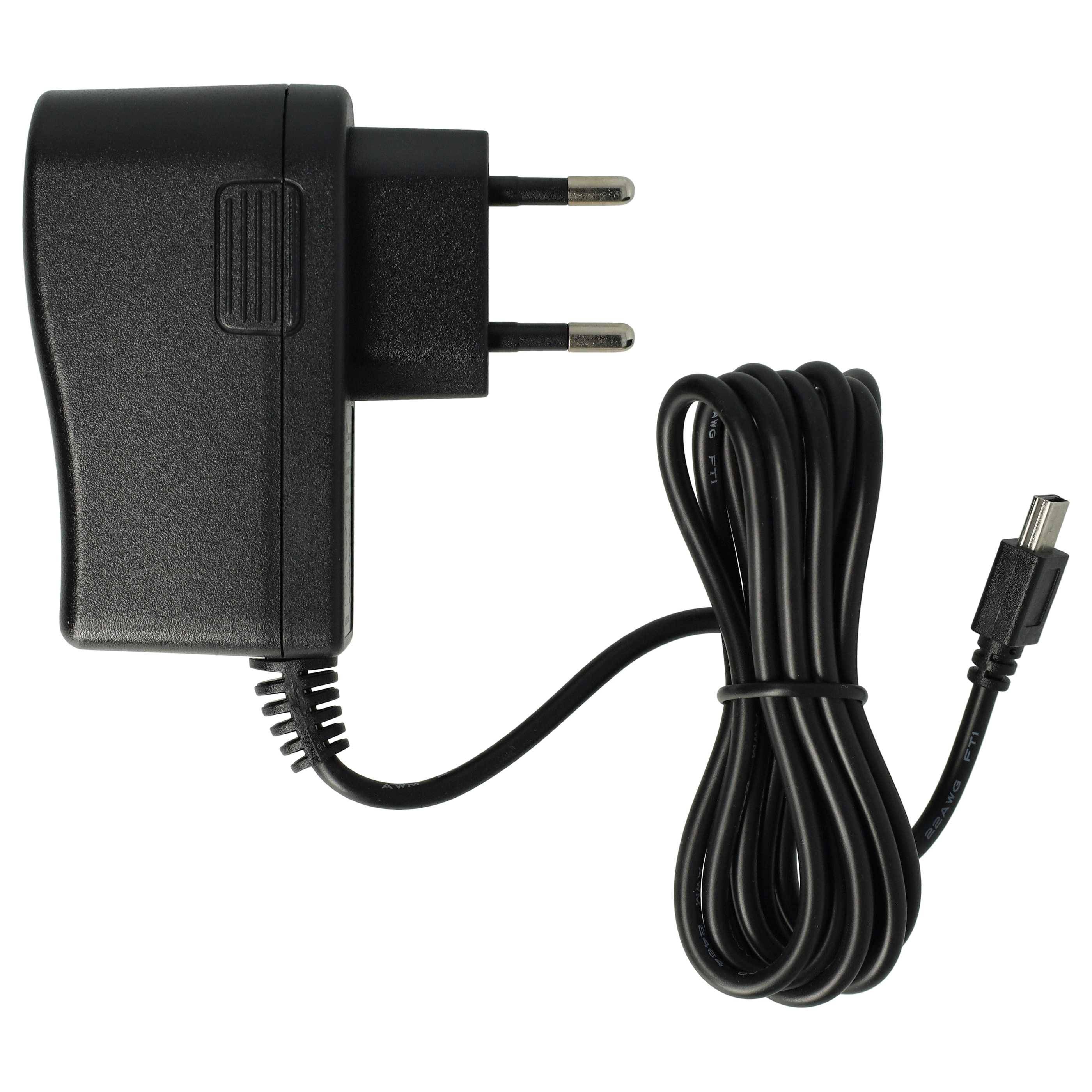 vhbw Mini-USB Ladegerät Universal Ladekabel mit Netzstecker 2.0 A / 5V Schwarz