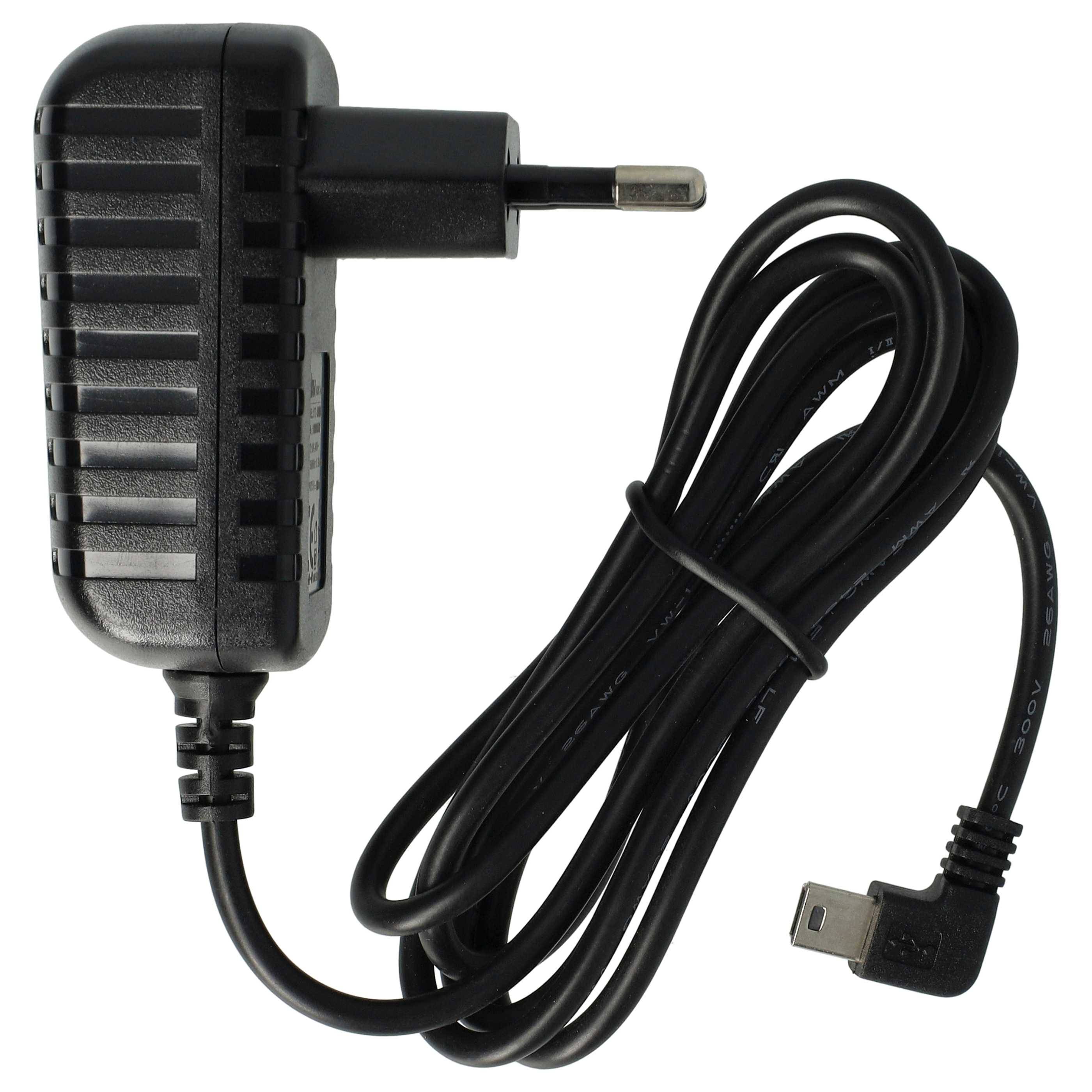 vhbw Mini-USB Ladegerät Universal Ladekabel mit Netzstecker 1,0 A / 5V, gewinkelt Schwarz