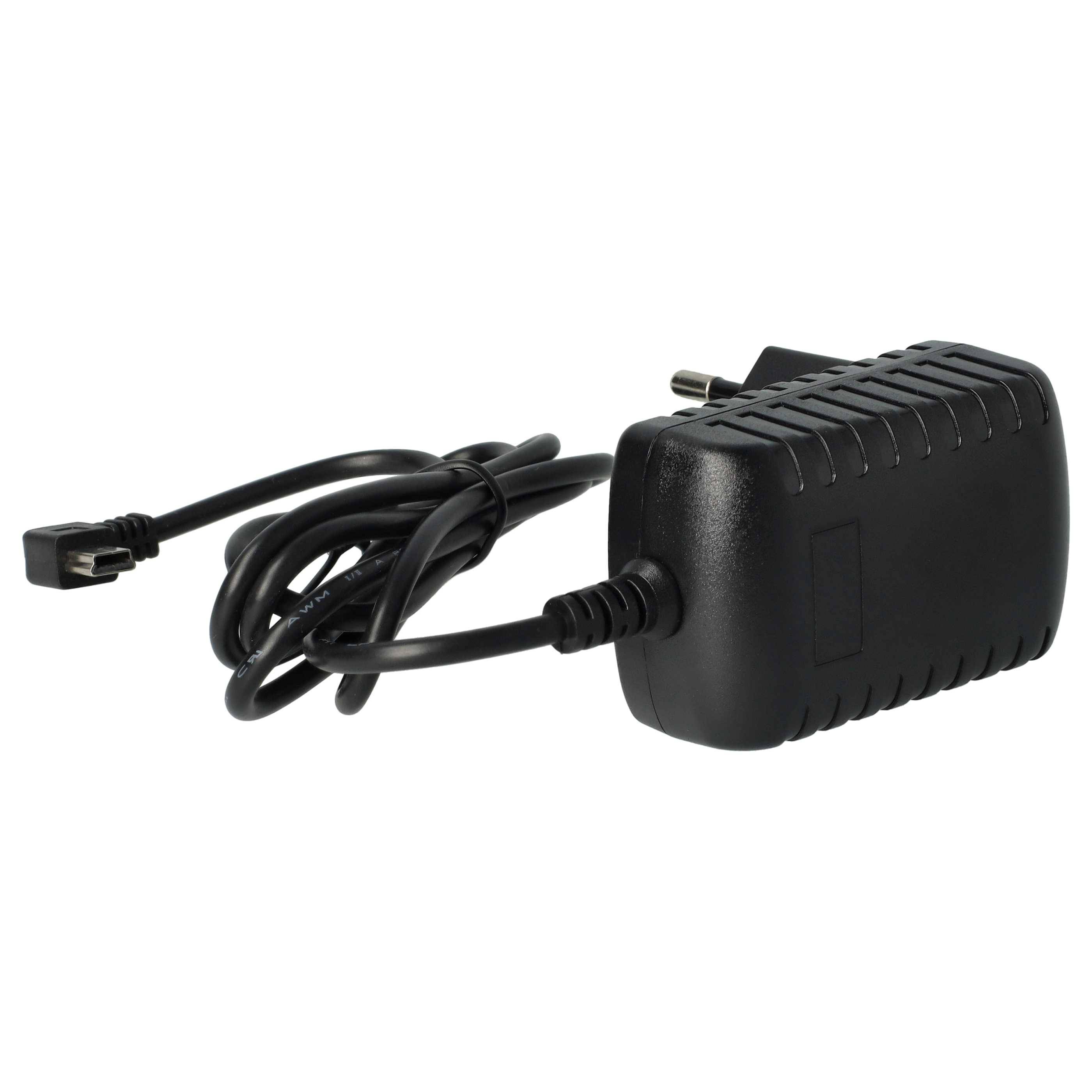 vhbw Mini-USB Ladegerät Universal Ladekabel mit Netzstecker 1,0 A / 5V, gewinkelt Schwarz