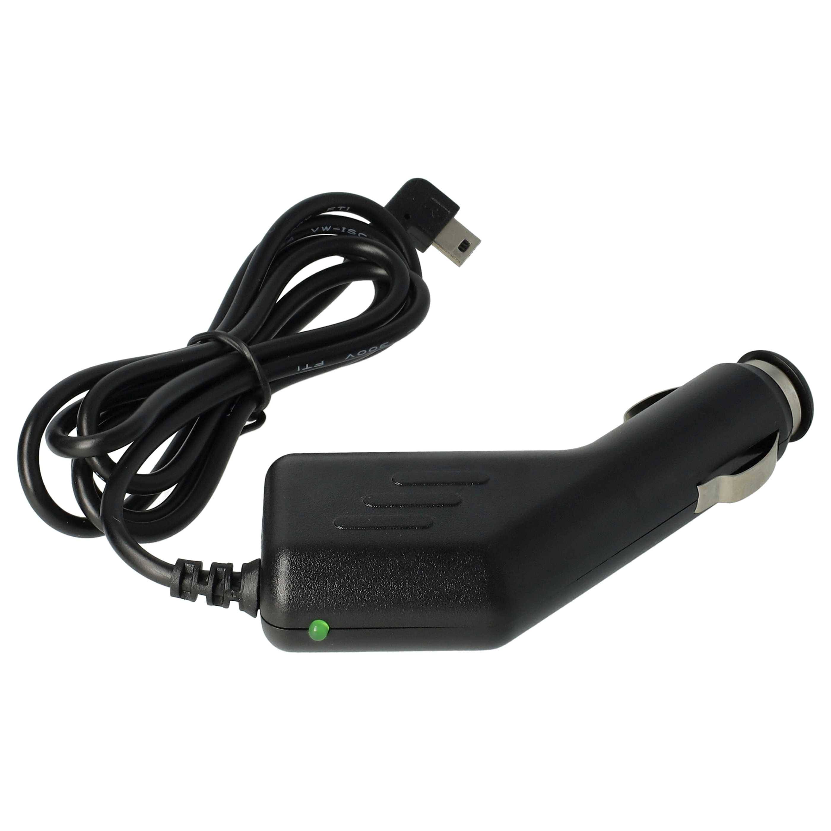 vhbw Autoladekabel Mini-USB 12V Zigarettenanzünder Adapter 1,0 A für GPS, Mp3-Player, Navi, 90° Stecker Schwarz 11 cm