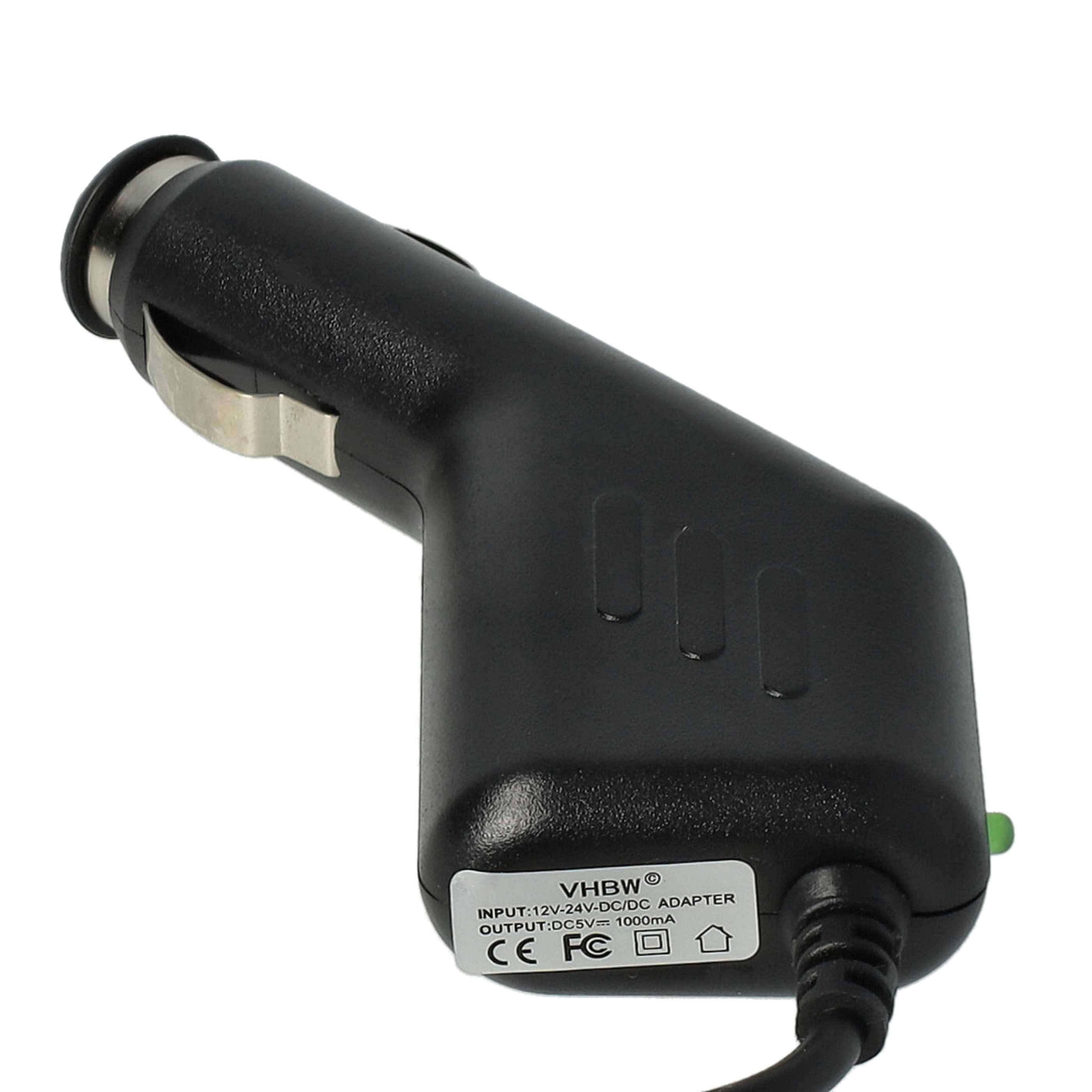 vhbw Autoladekabel Mini-USB 12V Zigarettenanzünder Adapter 1,0 A für GPS, Mp3-Player, Navi, 90° Stecker Schwarz 11 cm