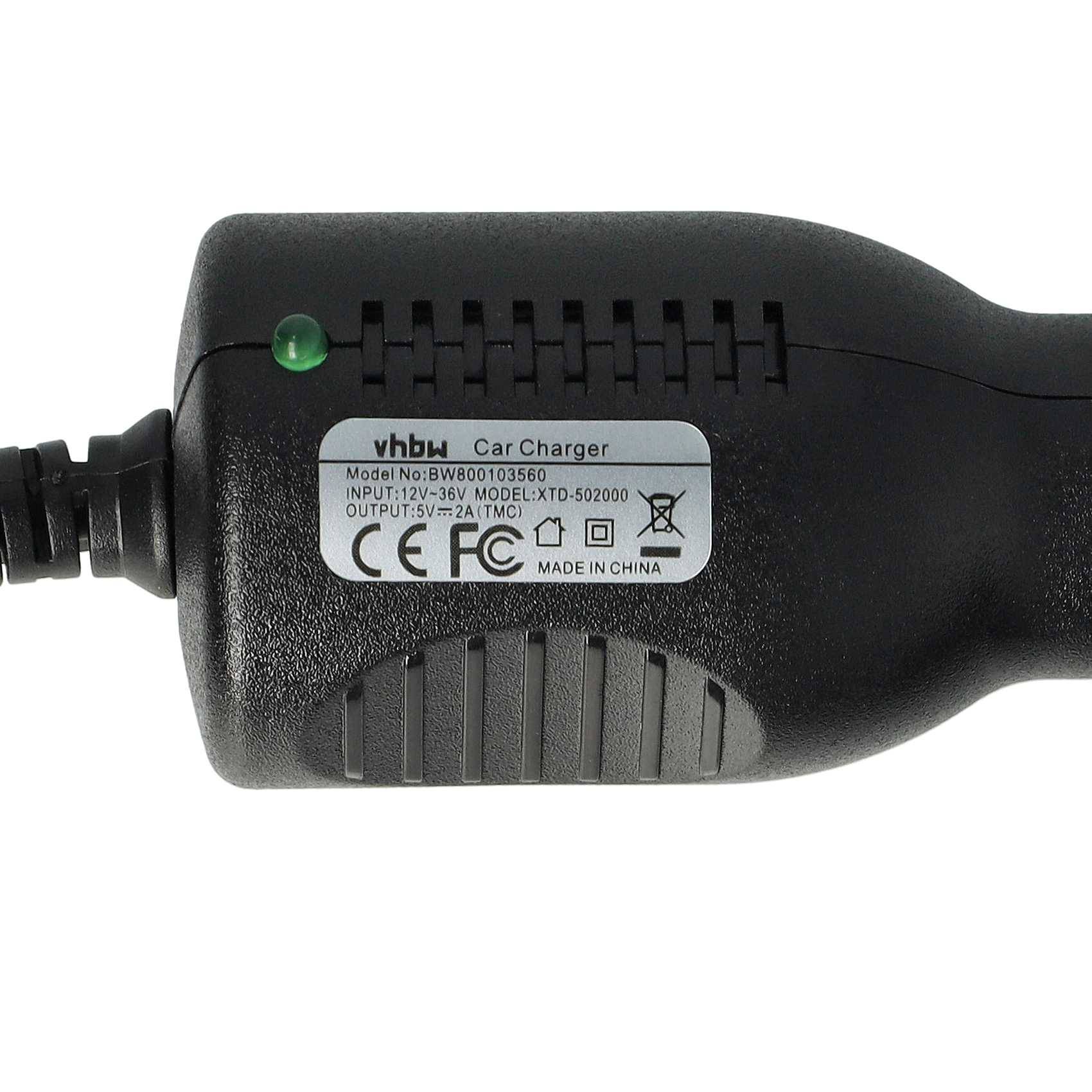 vhbw Autoladekabel kompatibel mit A-Rival CarCam | CarCam One, CarCam Small - integrierte TMC Antenne Schwarz 90 cm, Mini-USB 12V Zigarettenanzünder