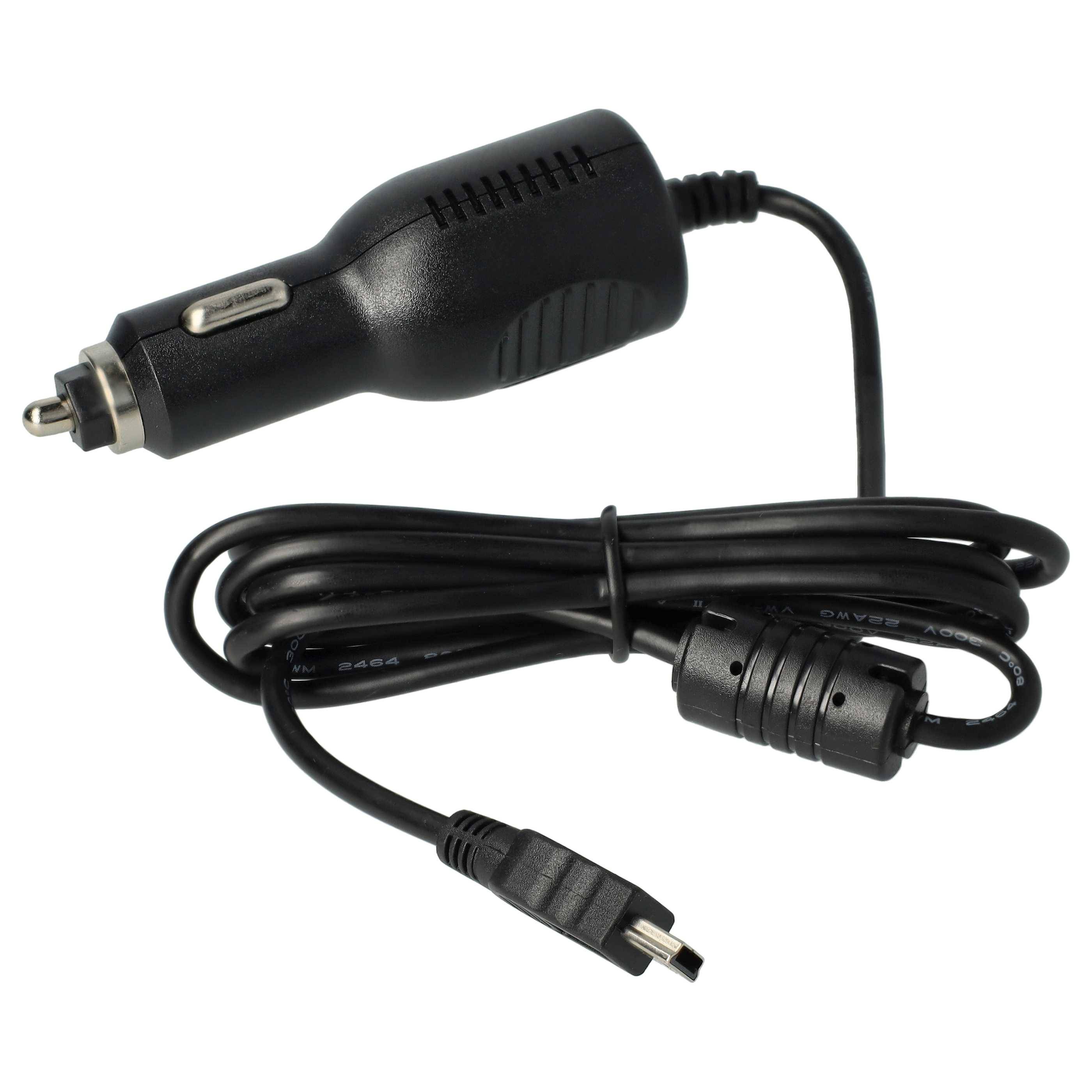 vhbw Autoladekabel kompatibel mit A-Rival CarCam | CarCam One, CarCam Small - integrierte TMC Antenne Schwarz 90 cm, Mini-USB 12V Zigarettenanzünder