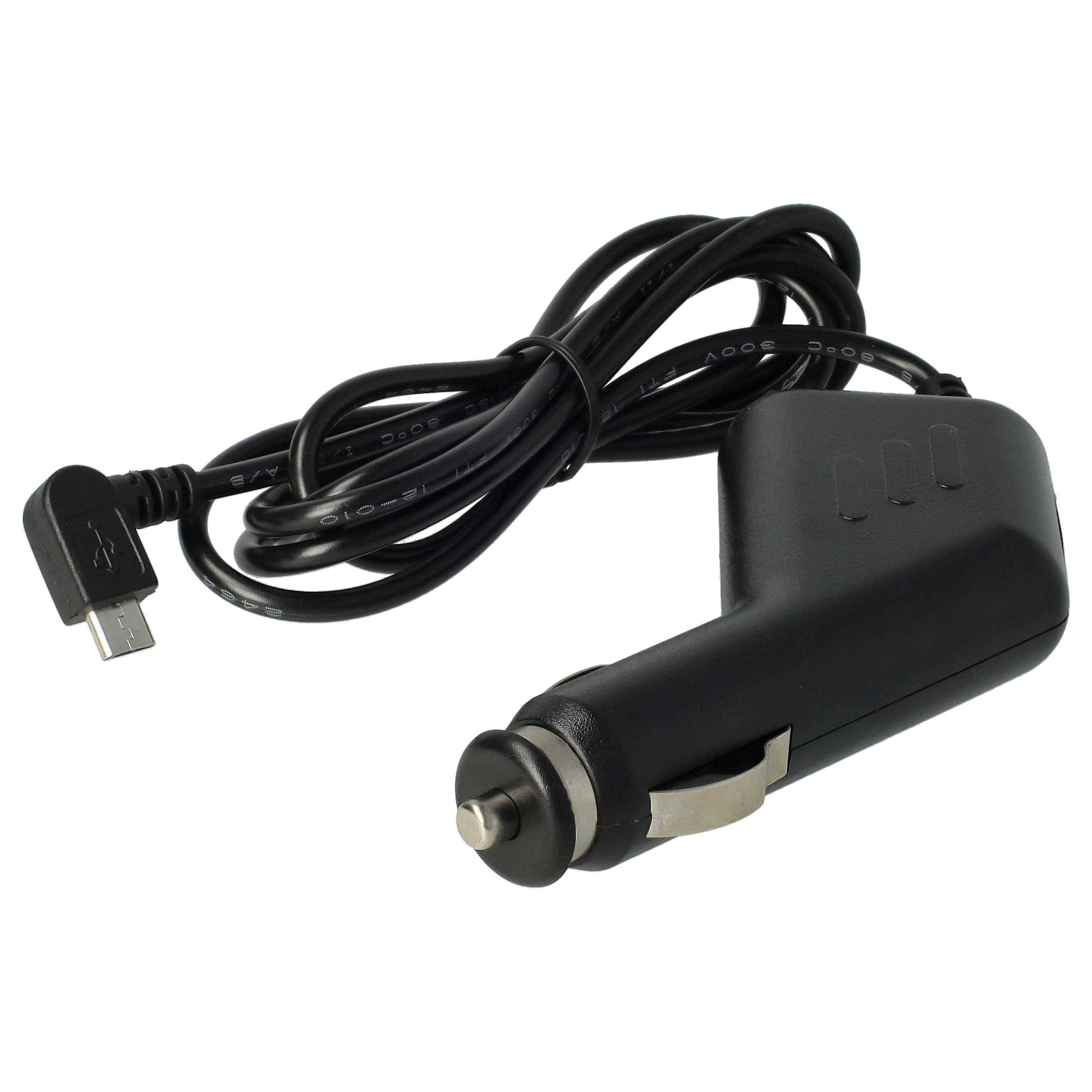 vhbw Autoladekabel Micro-USB 12V Zigarettenanzünder Adapter 1,0 A kompatibel mit Olympia Viva Plus, Viva Colour, Vox Colour, 90° Stecker Schwarz