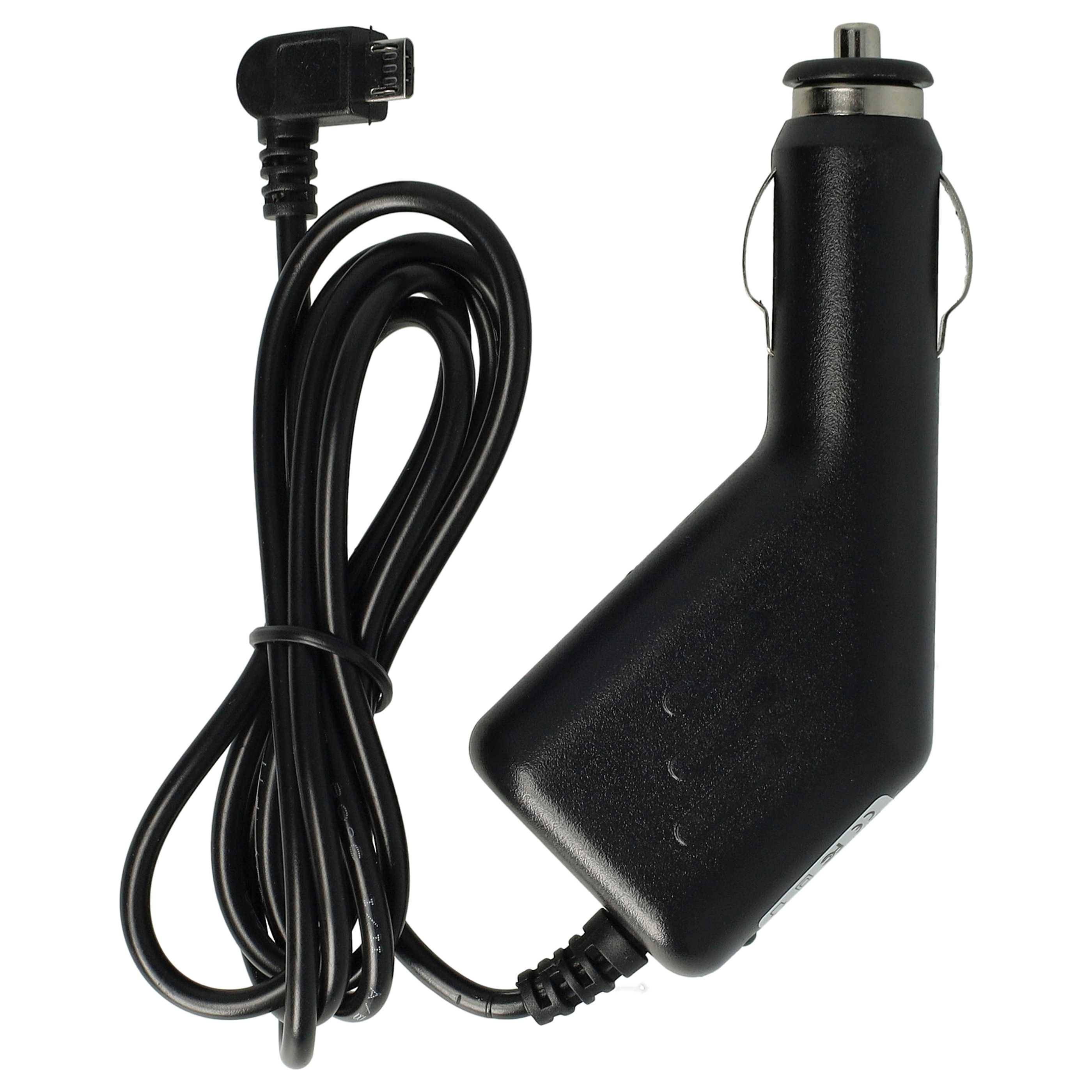 vhbw Autoladekabel Micro-USB 12V Zigarettenanzünder Adapter 1,0 A kompatibel mit Olympia Free, Happy, Classic Mini, Nova, Joy, 90° Stecker Schwarz