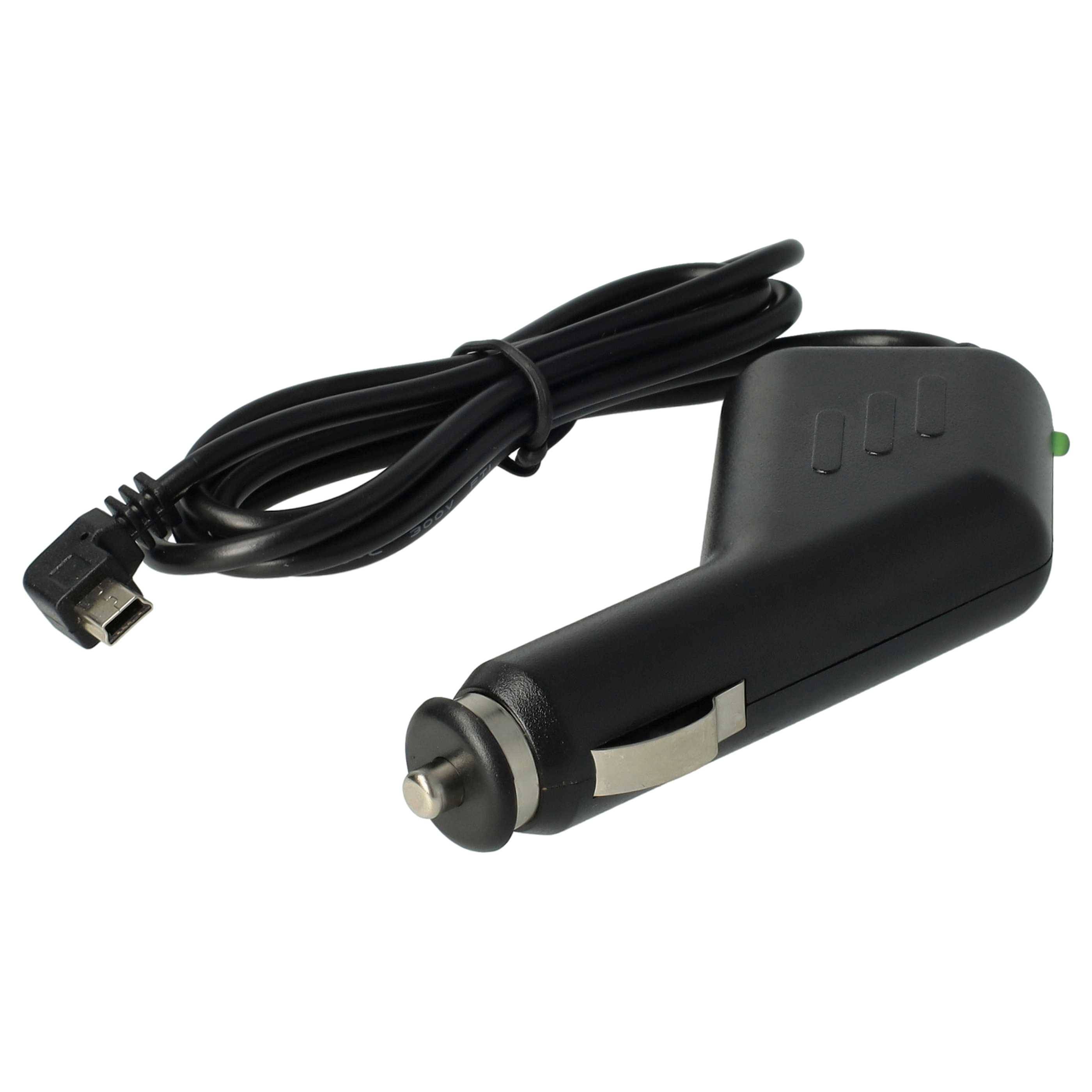 vhbw Autoladekabel Mini-USB 12V Zigarettenanzünder Adapter 1,0 A für GPS, Mp3-Player, Navi, 90° Stecker Schwarz 11 cm