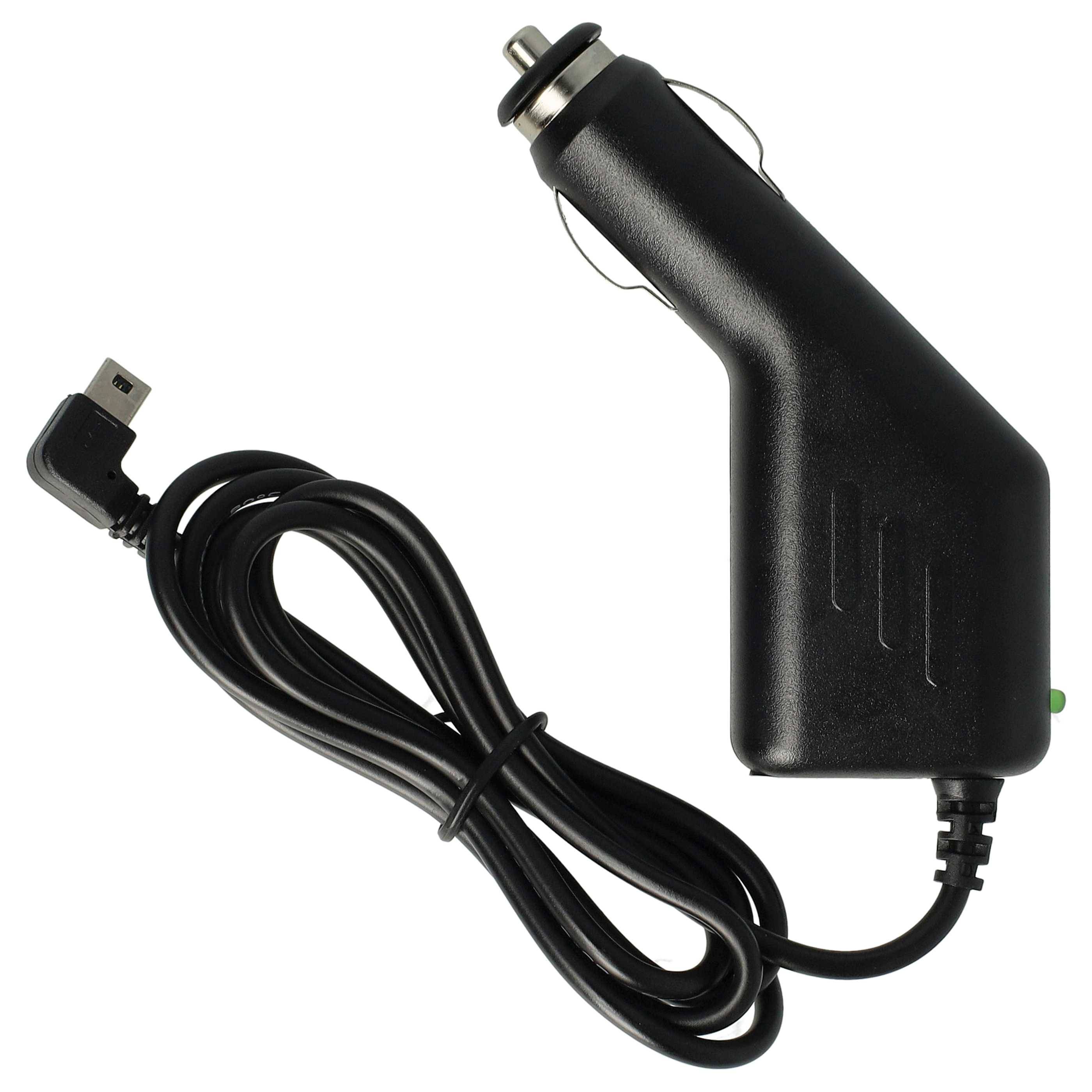 vhbw Autoladekabel Mini-USB 12V Zigarettenanzünder Adapter 1,0 A für GPS, Mp3-Player, Navi, 90° Stecker Schwarz 11 cm