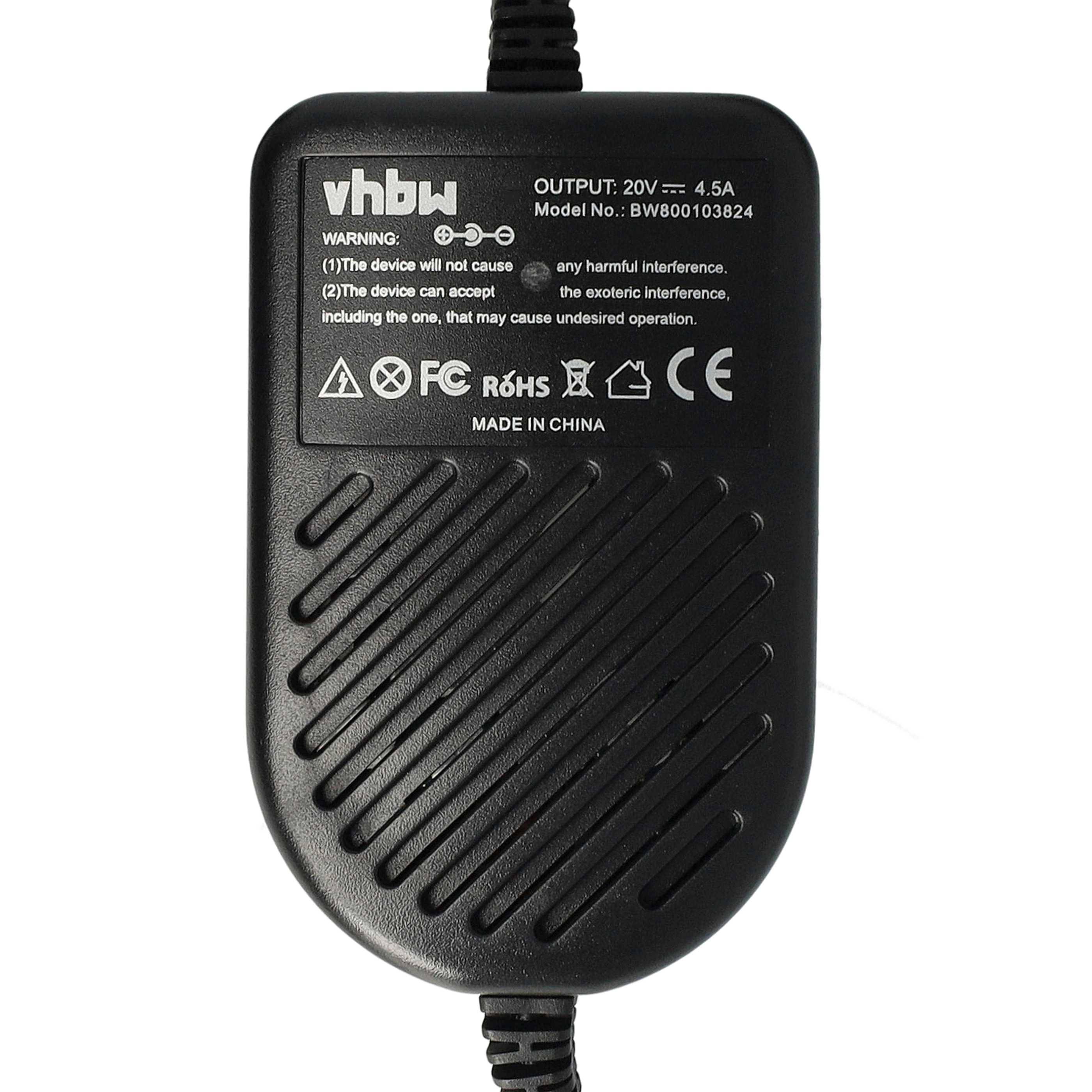 vhbw KFZ-Ladekabel Ersatz für Lenovo 92P1160 | 92P1211, 92P1212, 92P1253, 92P1159 für Notebook - 12V Ladegerät Schwarz 4,5 A