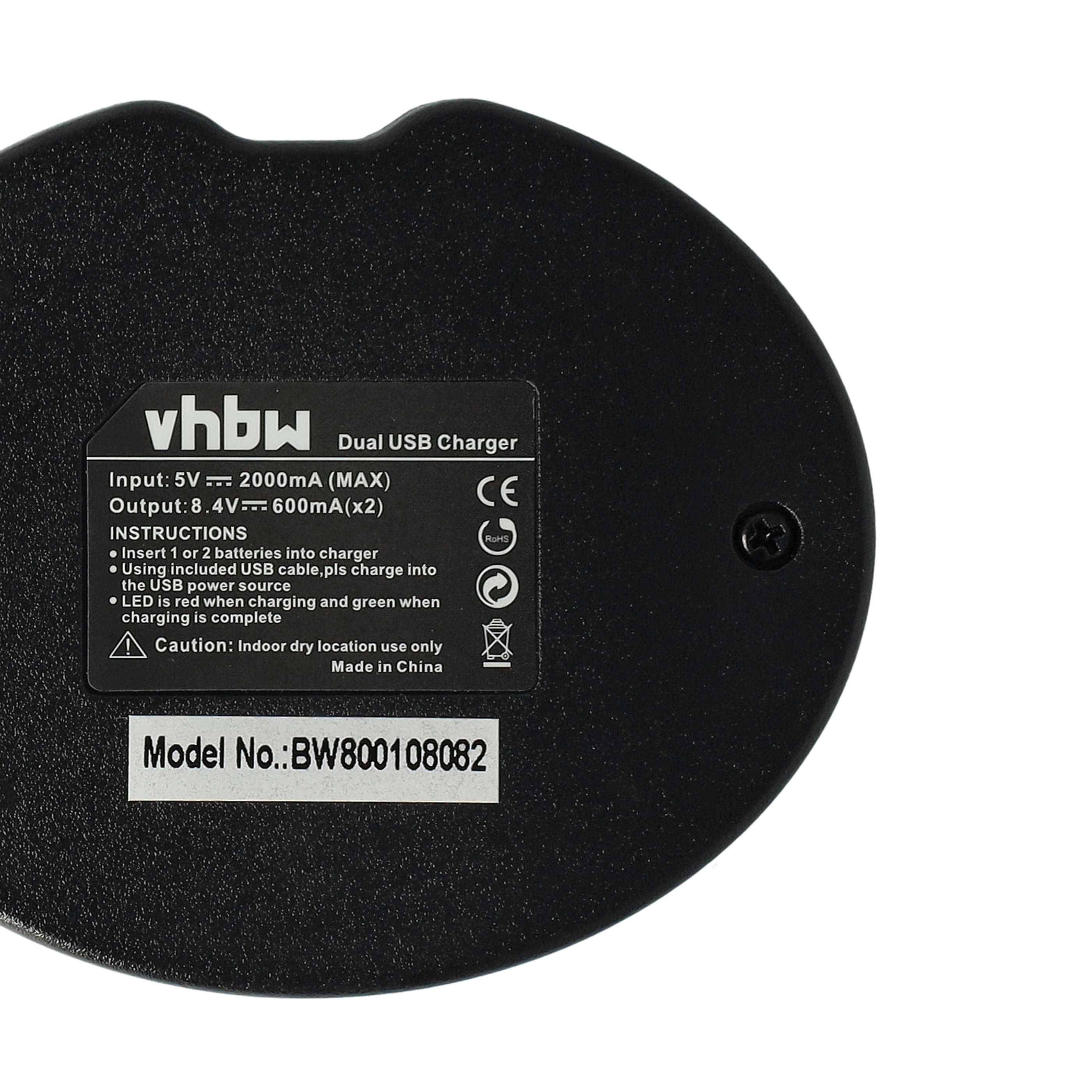 vhbw Dual USB Ladegerät kompatibel mit Panasonic Lumix DMC-G9, DMC-GH4, DMC-GH4R Kamera Camcorder/Akku - Ladeschale, Ladeanzeige, 8,4 V