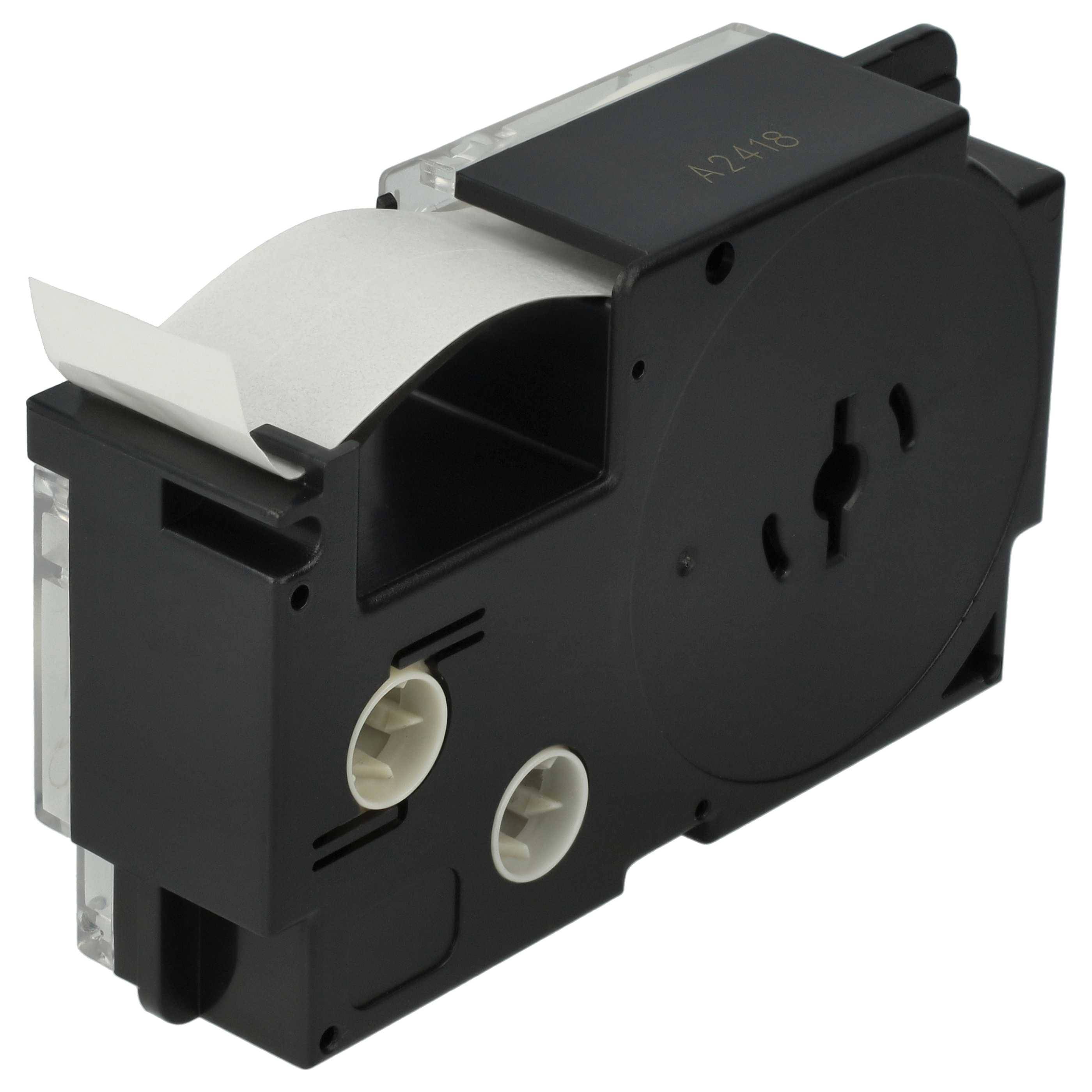 vhbw Schriftband-Kassette kompatibel mit Casio KL-300, KL-70E, KL-60, KL-7000 Etiketten-Drucker 8m x 18mm Schwarz auf Transparent, pet+ RESIN