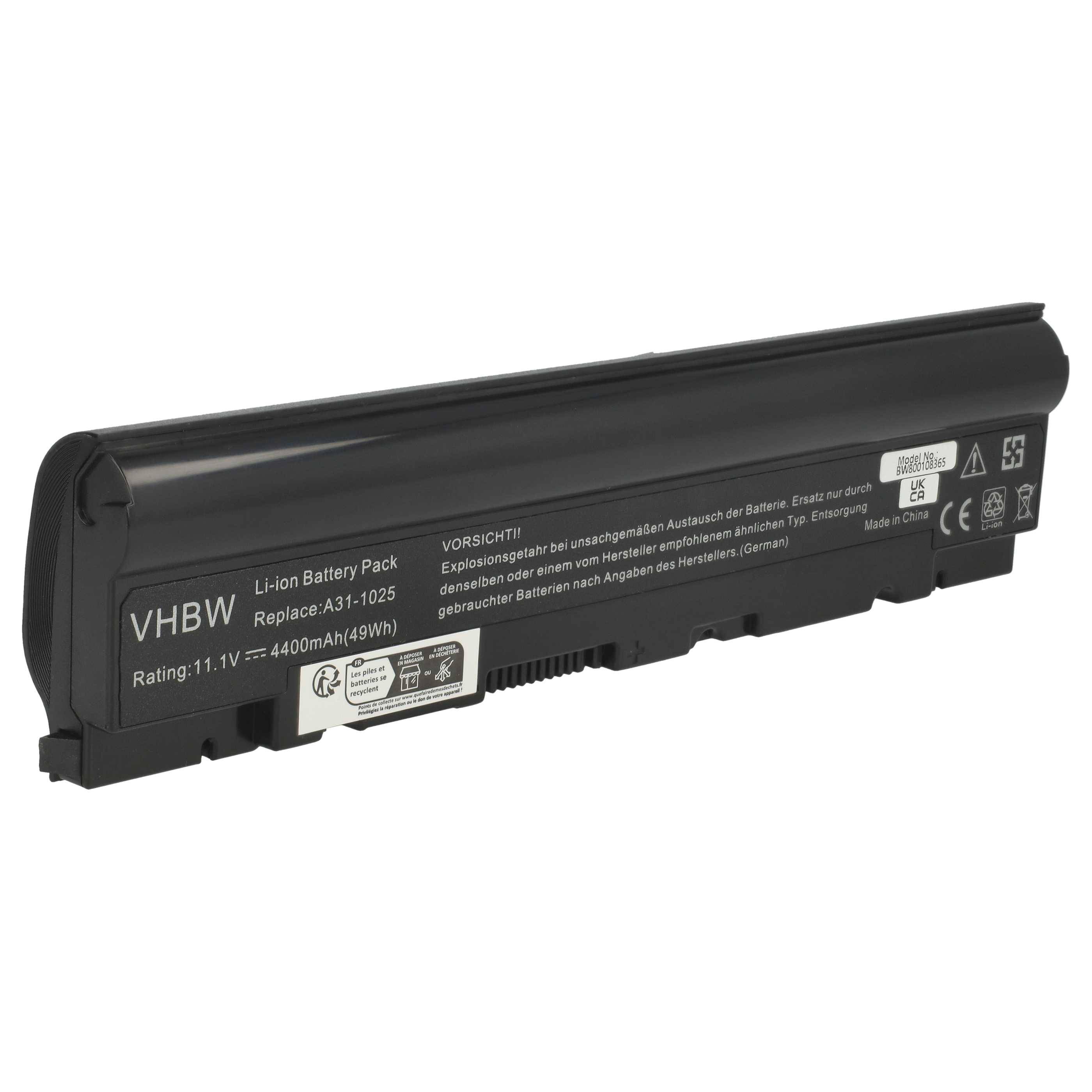 vhbw Akku Ersatz für Asus A31-1025, A32-1025 für Notebook (4400 mAh, 10,8 V, Li-Ion)