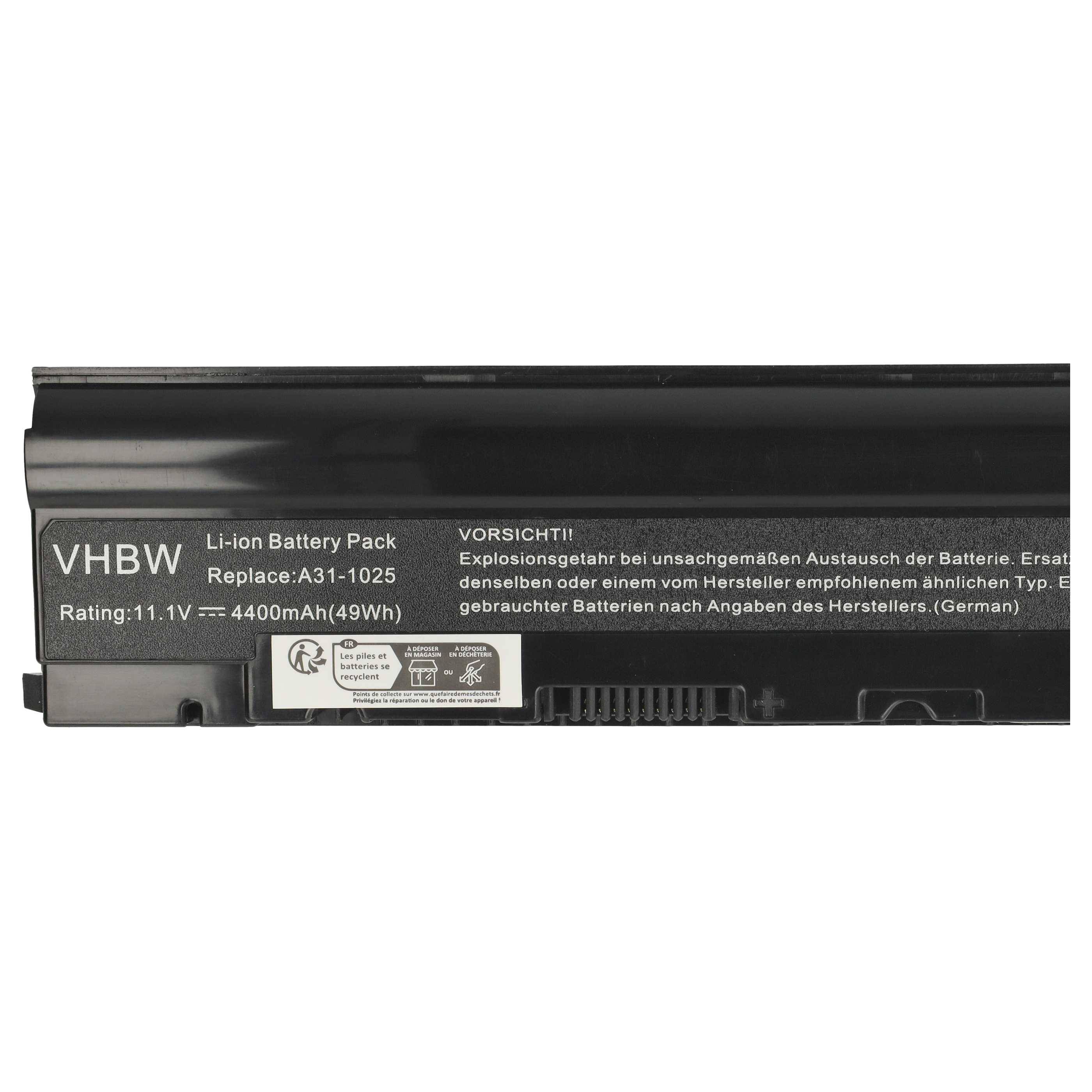 vhbw Akku Ersatz für Asus A31-1025, A32-1025 für Notebook (4400 mAh, 10,8 V, Li-Ion)