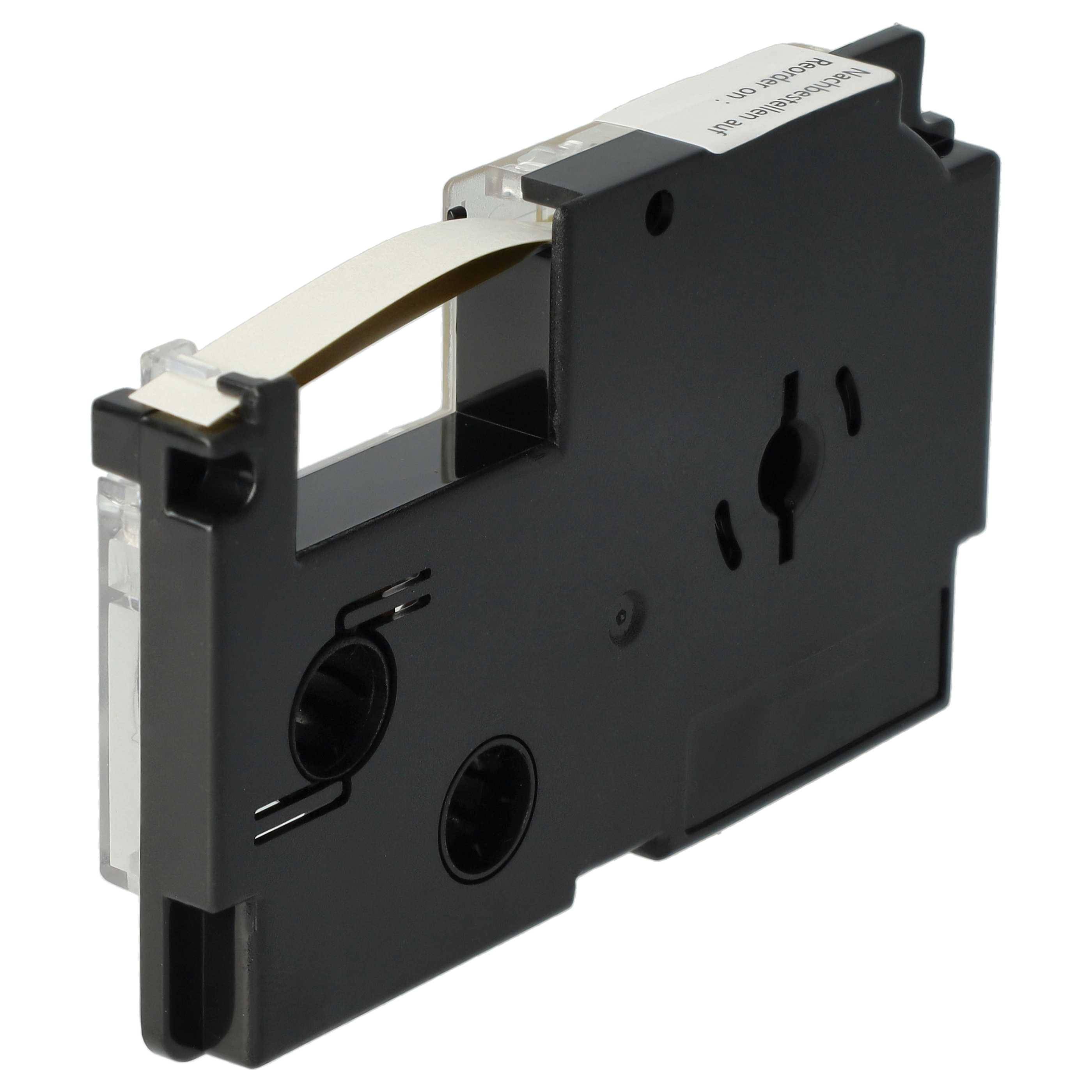 vhbw Schriftband-Kassette kompatibel mit Casio KL-2000 | KL-300, KL-70E, KL-200E, KL-60, KL-7000, KL-7200 Etiketten-Drucker 8m x 6mm Schwarz auf