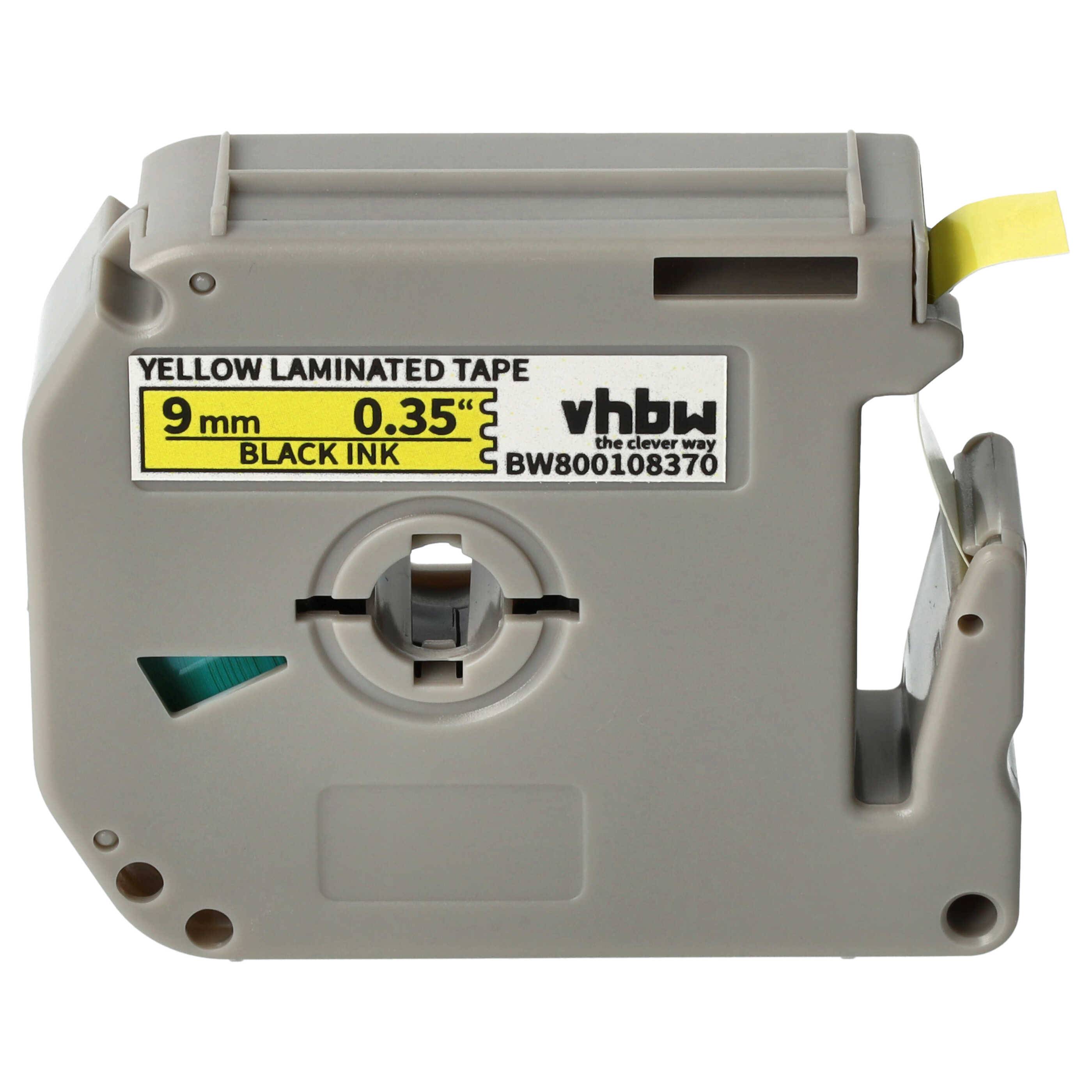 vhbw Schriftband-Kassette kompatibel mit Brother PT PT-100 | PT-65SB, PT-65, PT-55S, PT-55BM, BB4, PT-110 Etiketten-Drucker 8m x 9mm Schwarz auf