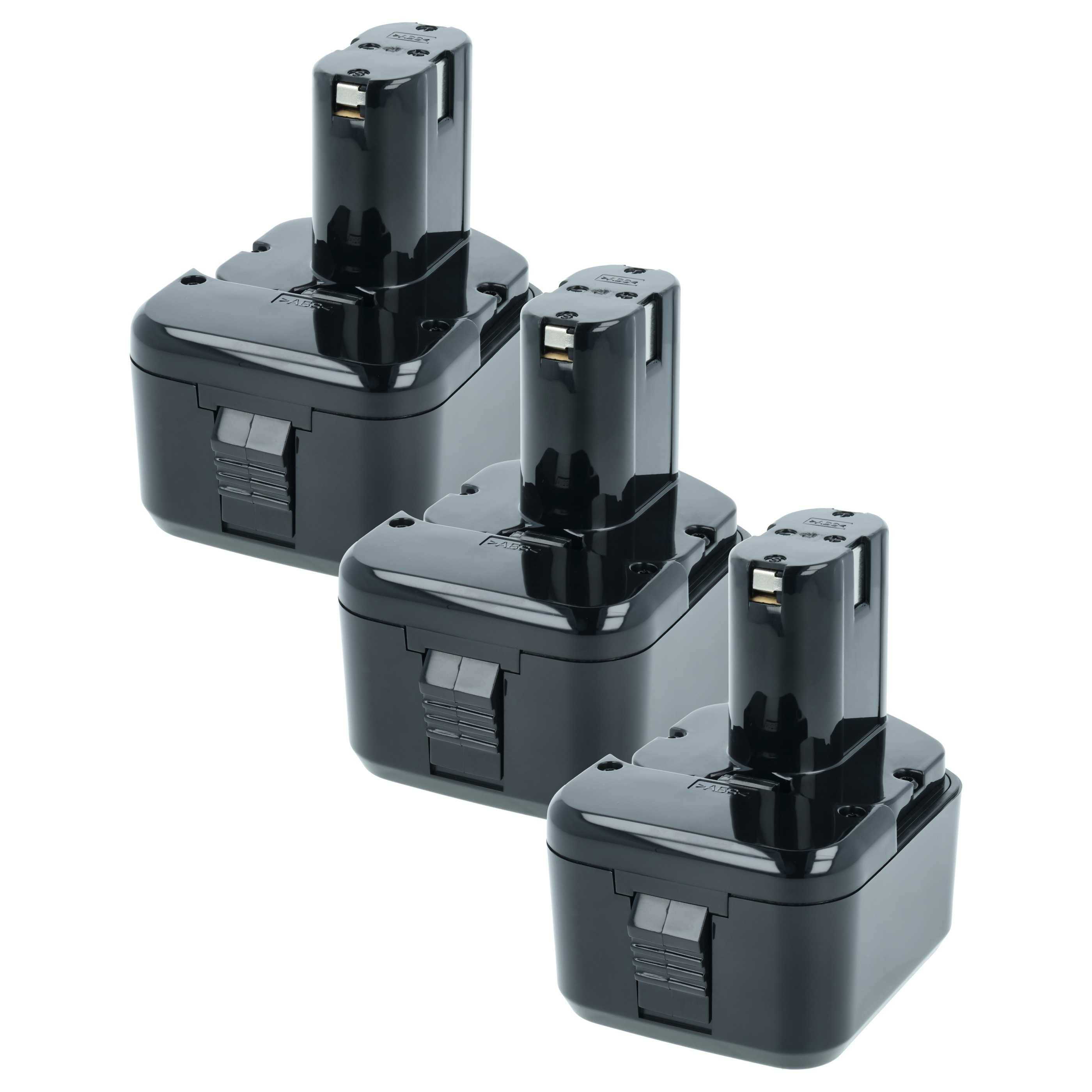 vhbw 3x Akku kompatibel mit Hitachi WH 12DM2, WH12DM2K, WH 12DM2K, WH12DMR, WH 12DMR Elektrowerkzeug (2100 mAh, NiMH, 12 V)