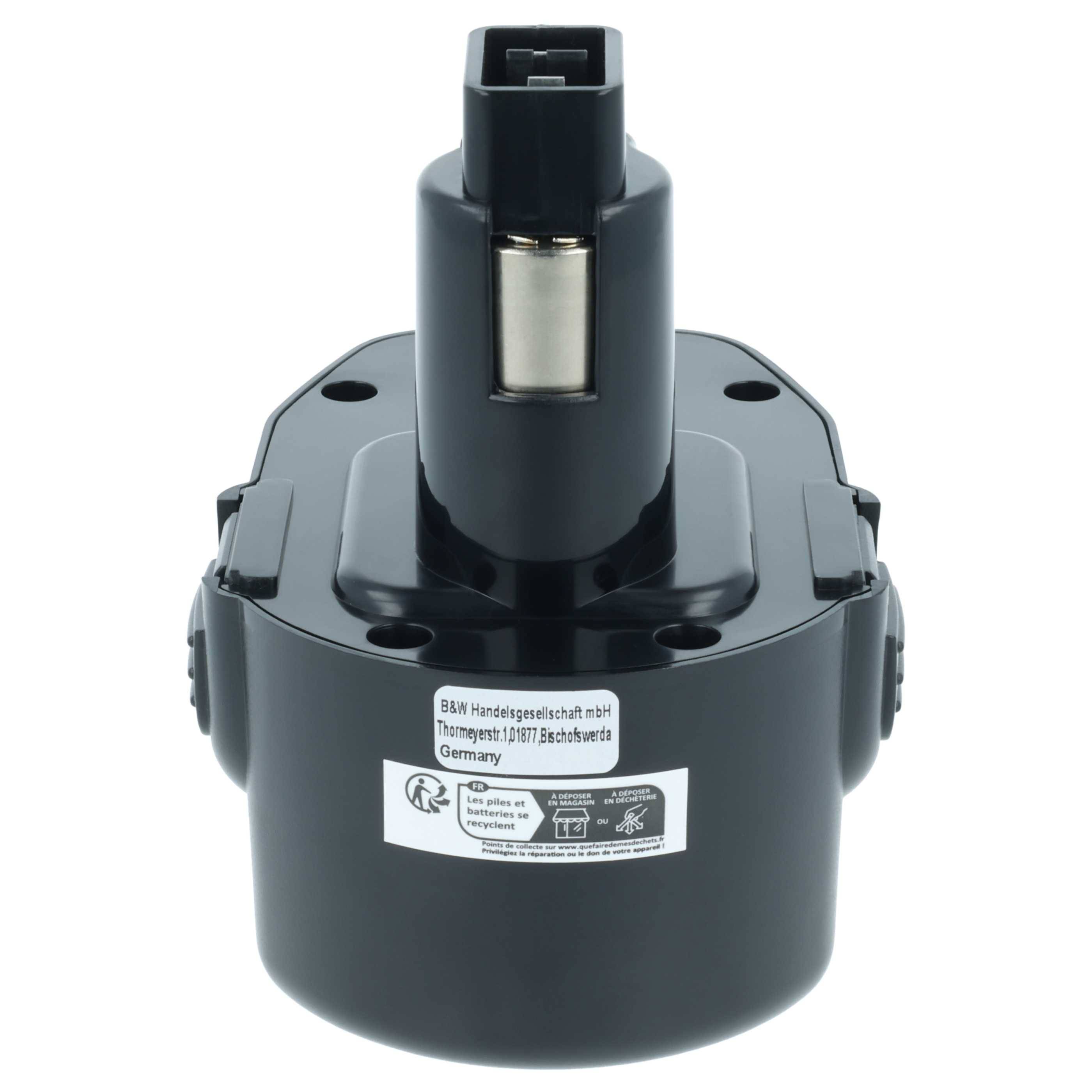 Wiederaufladbare schwarze Batterieeenheit mit gekennzeichneten Details, häufig in tragbaren Geräten verwendet.