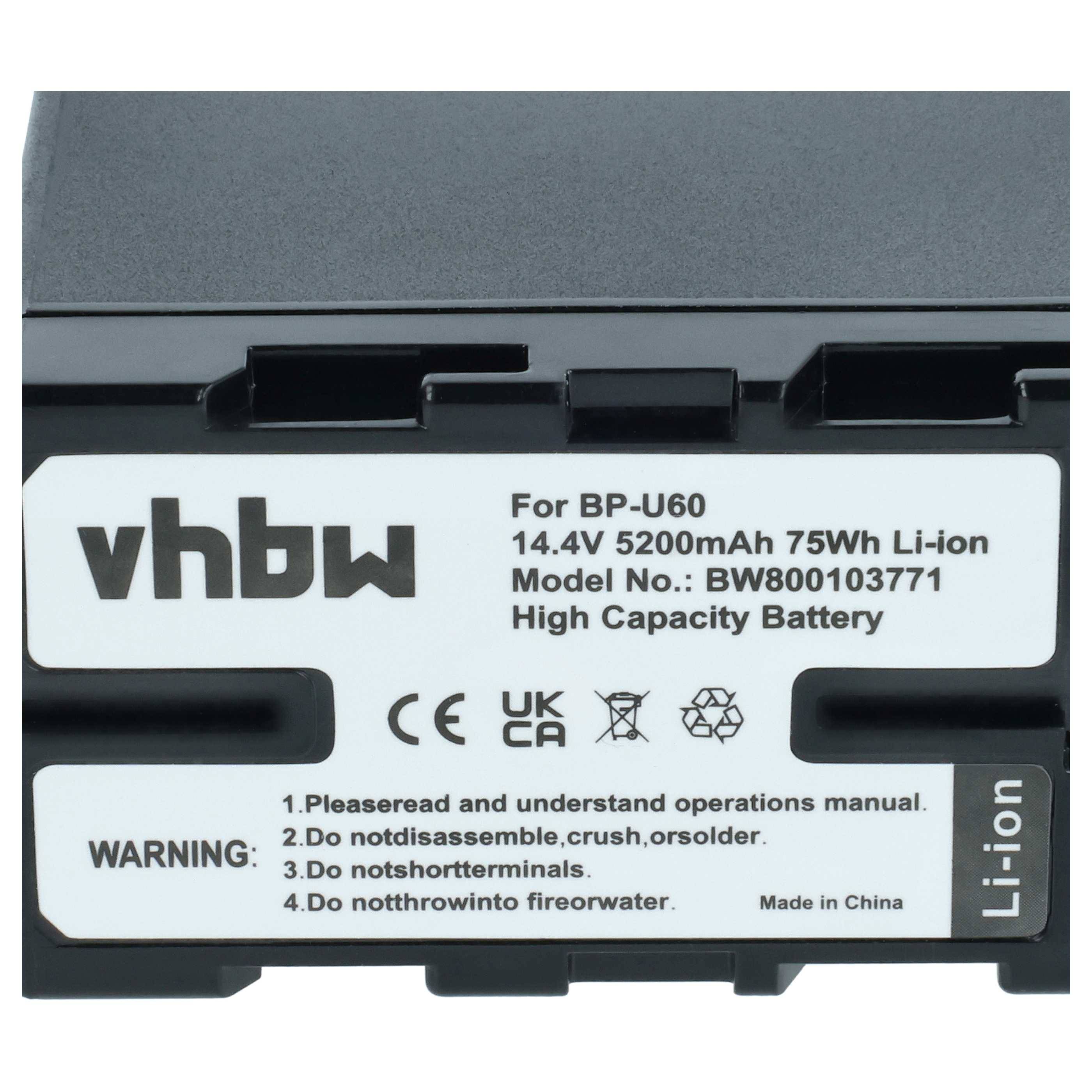 vhbw 2x Akku kompatibel mit Sony PMW-EX3, PMW-F3, PMW-EX1, PMW-EX1r Videokamera Camcorder (5200 mAh, 14,8 V, Li-Ion) + Infochip