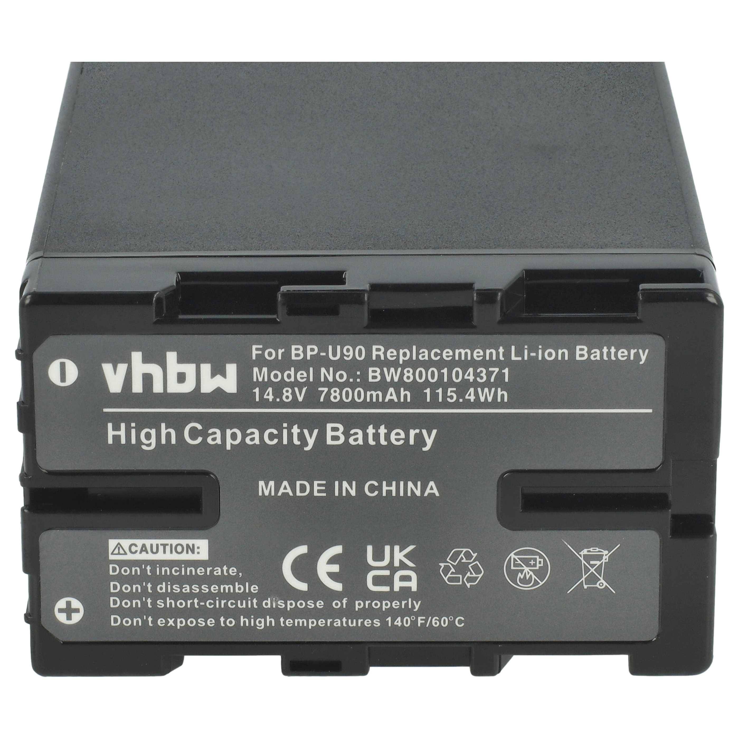 vhbw Akku kompatibel mit Sony PMW-EX3 | PMW-F3, PMW-EX1, PMW-EX1r Videokamera Camcorder (7800 mAh, 14,8 V, Li-Ion) + Infochip
