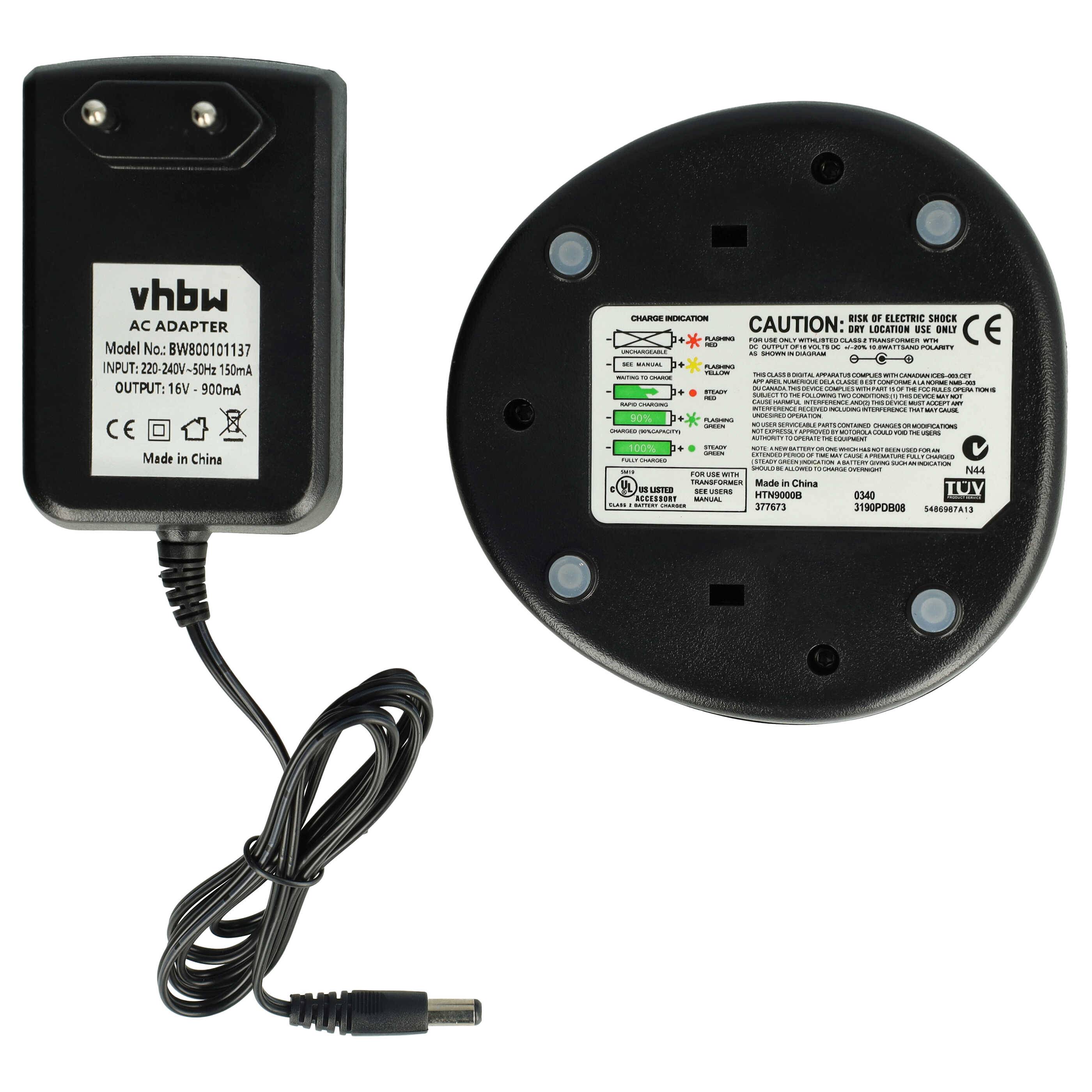 vhbw Ladegerät kompatibel mit Motorola PMNN4158, PMNN4042, PMNN4158AR Funkgerät-Akkus - Ladestation + Netzteil
