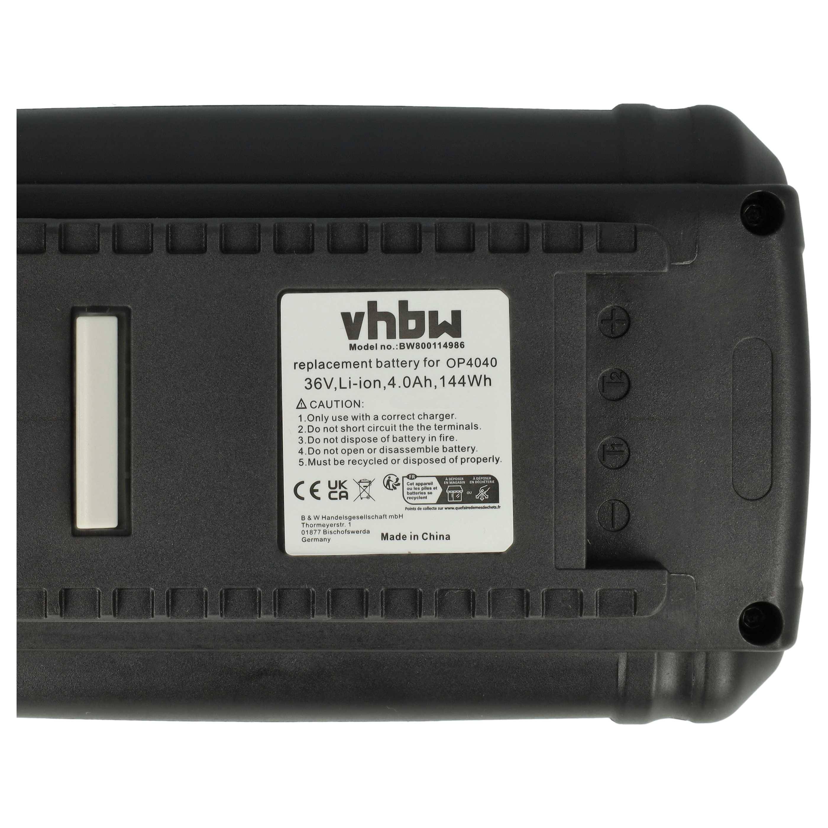 vhbw 1x Akku kompatibel mit Ryobi RY40250, RY40220, RY40202, RY40204, RY40402, RY40400, RY40210 Werkzeug (4000 mAh, Li-Ion, 36 V)