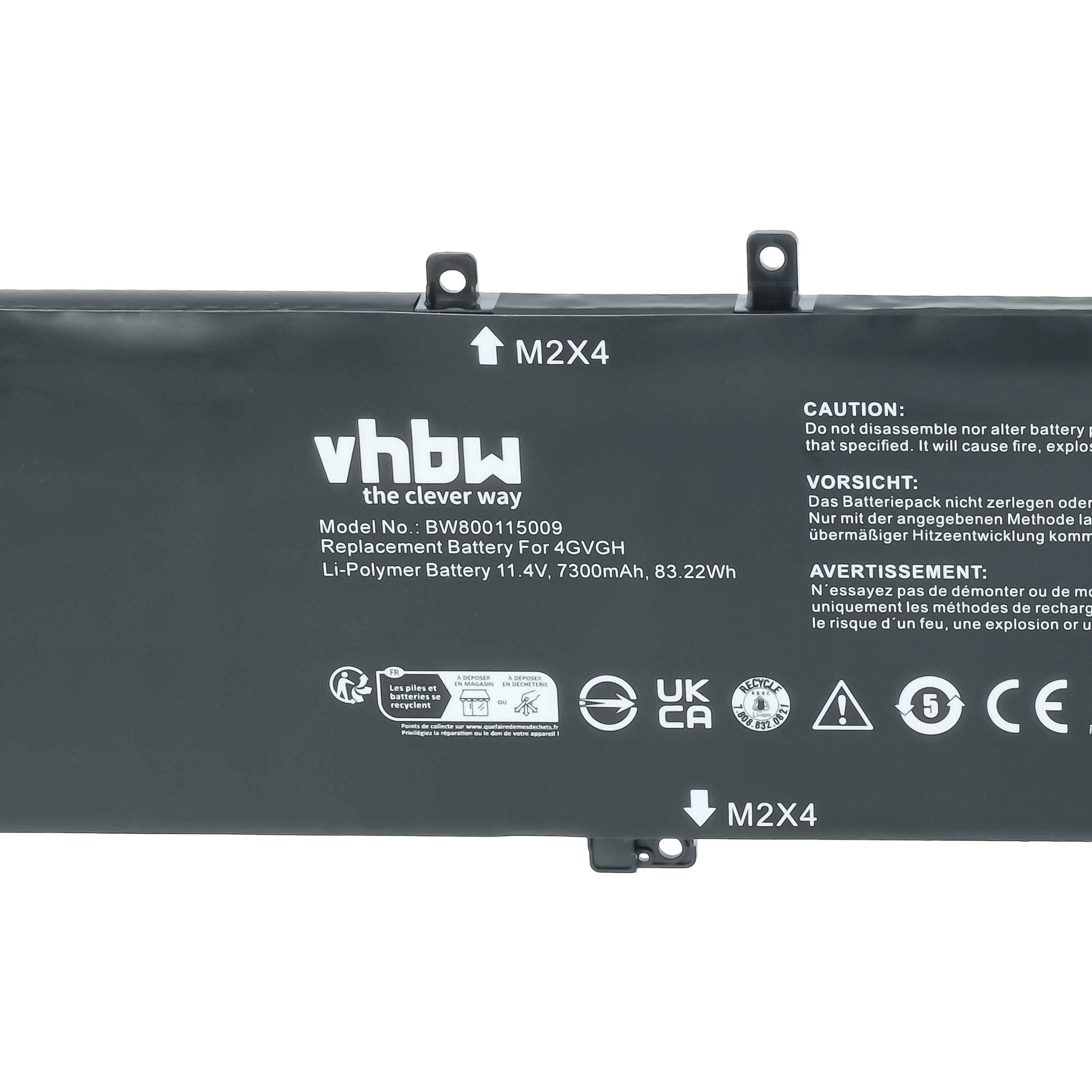 Schwarzer VHBW-Laptop-Ersatzakku mit der Bezeichnung „Ersatzbatterie für 4GVGH