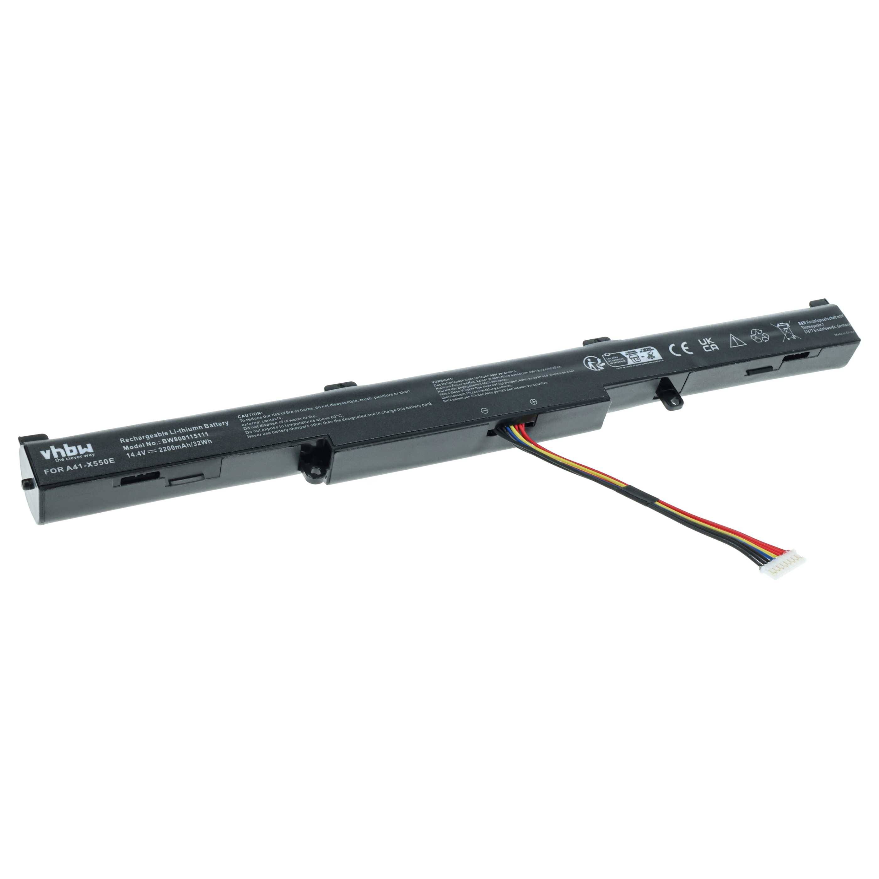 vhbw Akku kompatibel mit Asus F751LJ-TY015H, F751LJ-TY049H, F751LJ-TY270T, F751LK-T4049H Notebook (2200mAh, 14,4V, Li-Ion)
