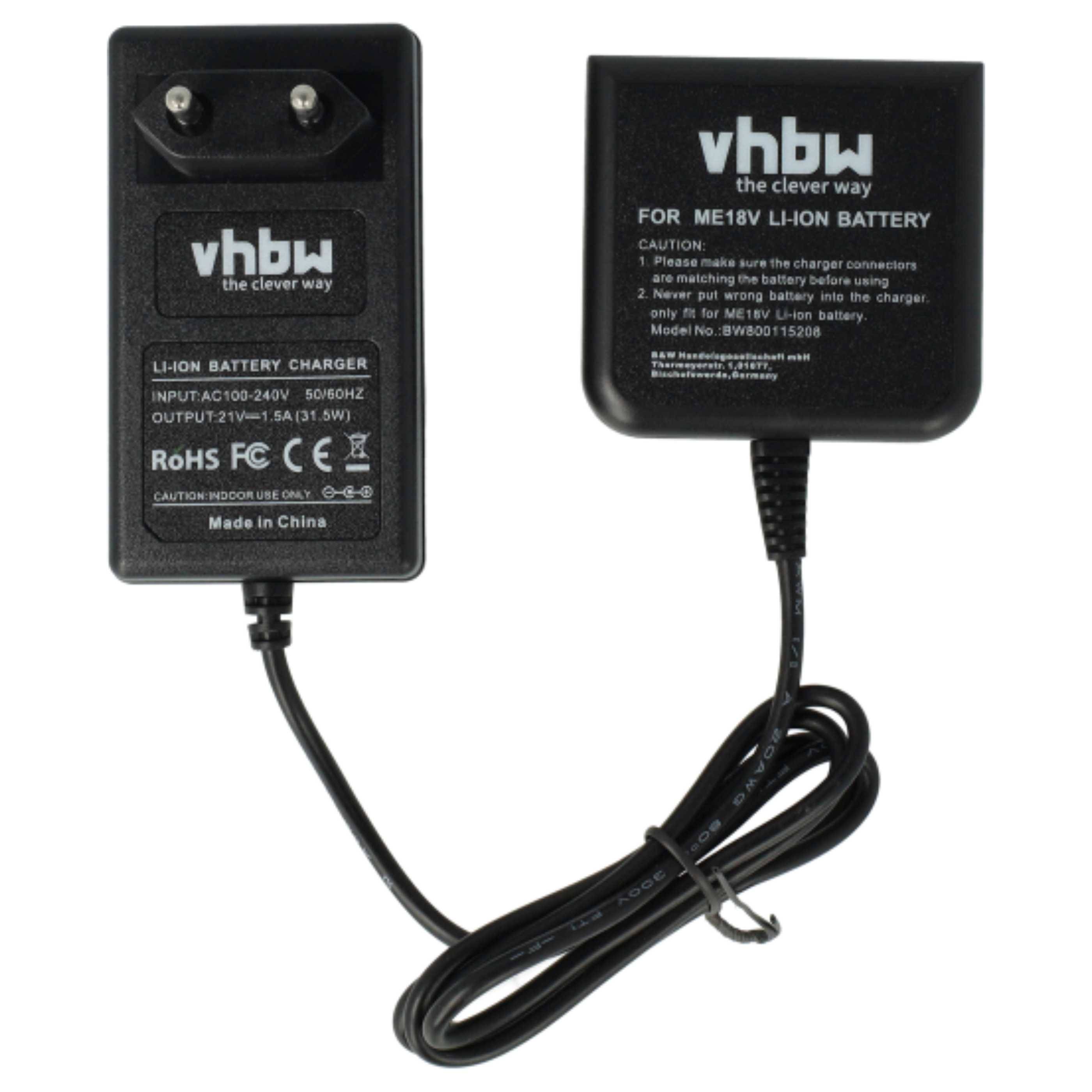 vhbw Ladegerät kompatibel mit Eisenblätter Band-IT, HT Längsschleifmaschine, HT Multifunktionsgerät Werkzeug Li-Ion-Akkus