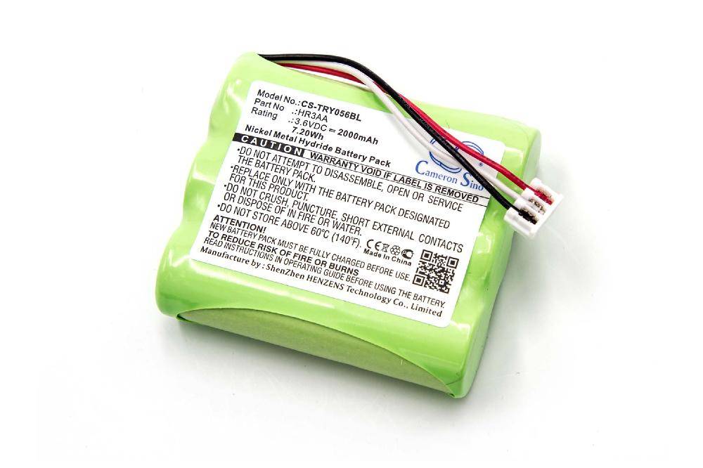 vhbw Akku kompatibel mit Tyro TY 55.00.56 Fernbedienung Remote Control | (2000 mAh, 3,6 V, NiMH)