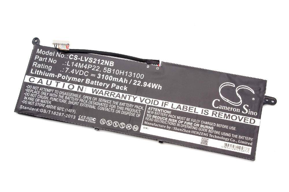 vhbw Akku Ersatz für Lenovo L14M4P22, 5B10H13100 für Notebook (3100 mAh, 7,4 V, Li-Polymer)