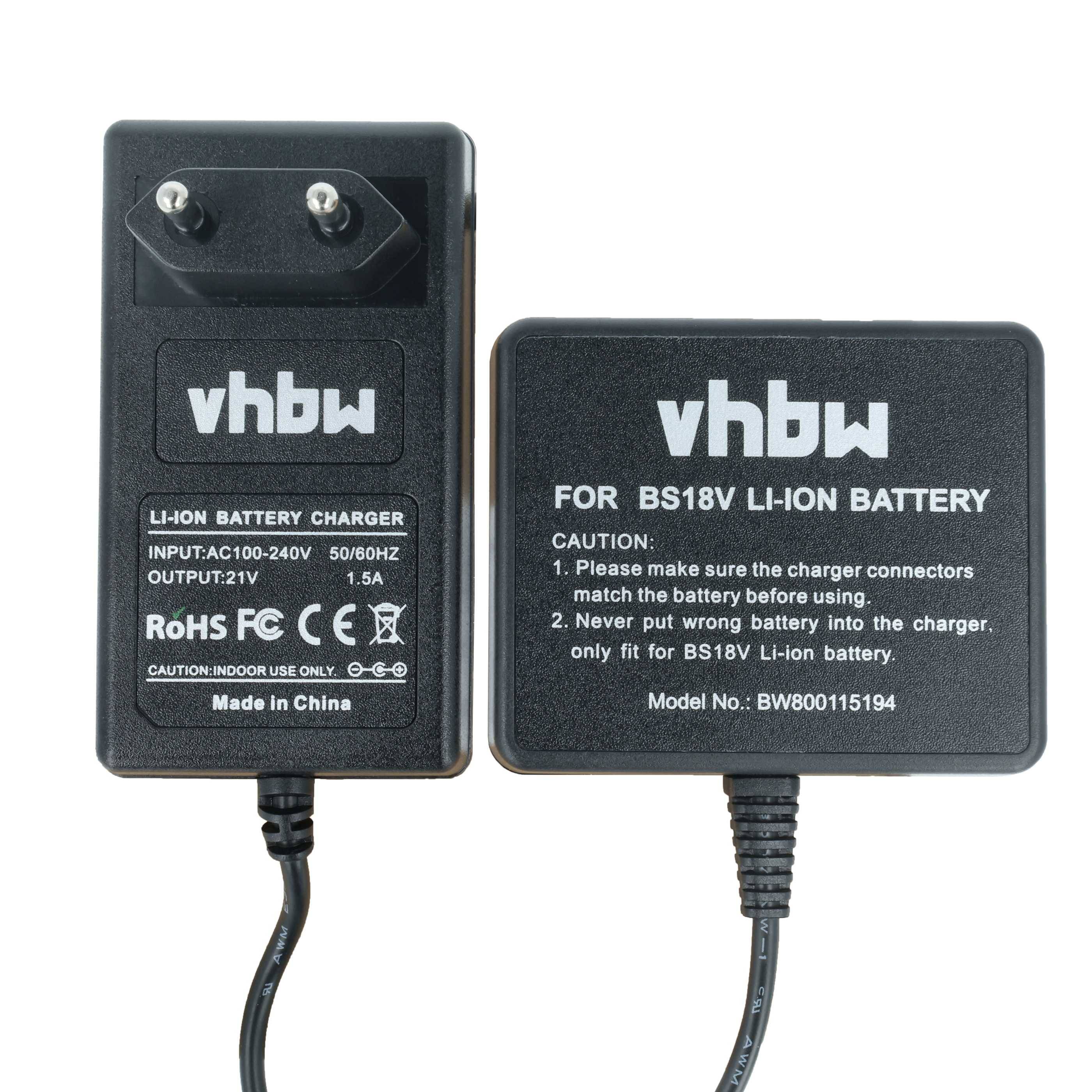 vhbw Ladegerät kompatibel mit Bosch 37618-01 | CCS180, CCS180B, CCS180K, CFL180, CRS180, CRS180B, CRS180K, DDS181 Werkzeug Akkus