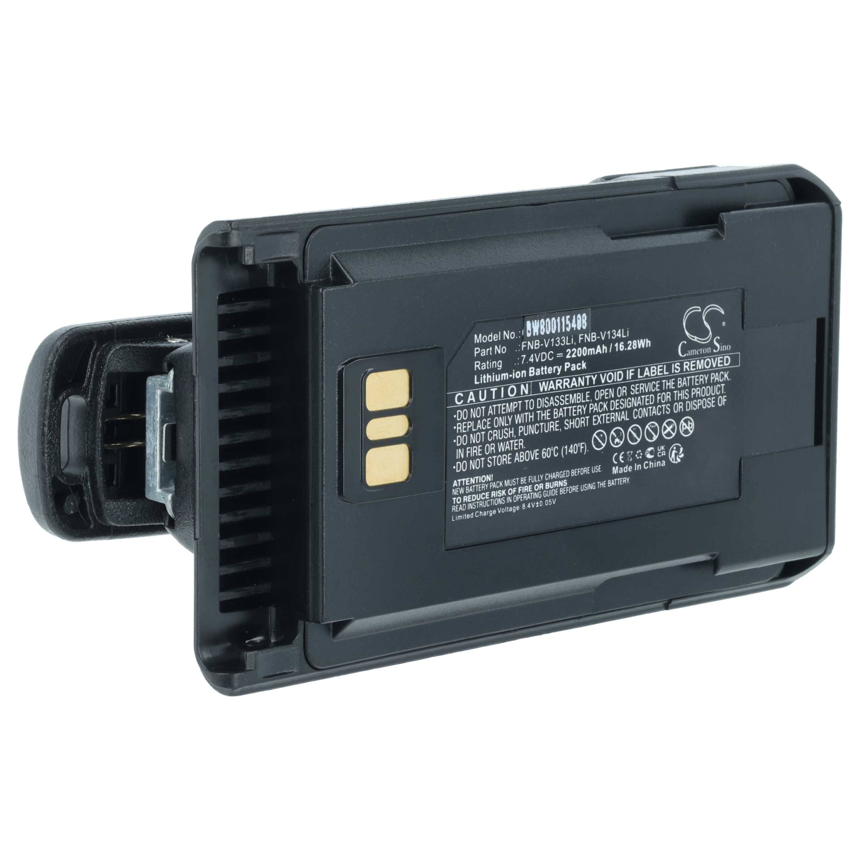 Ein schwarzer digitaler Kamera-Batterieladegerät mit goldenen Kontaktpunkten und einer Beschriftung, die Modell- und Warnhinweise anzeigt.