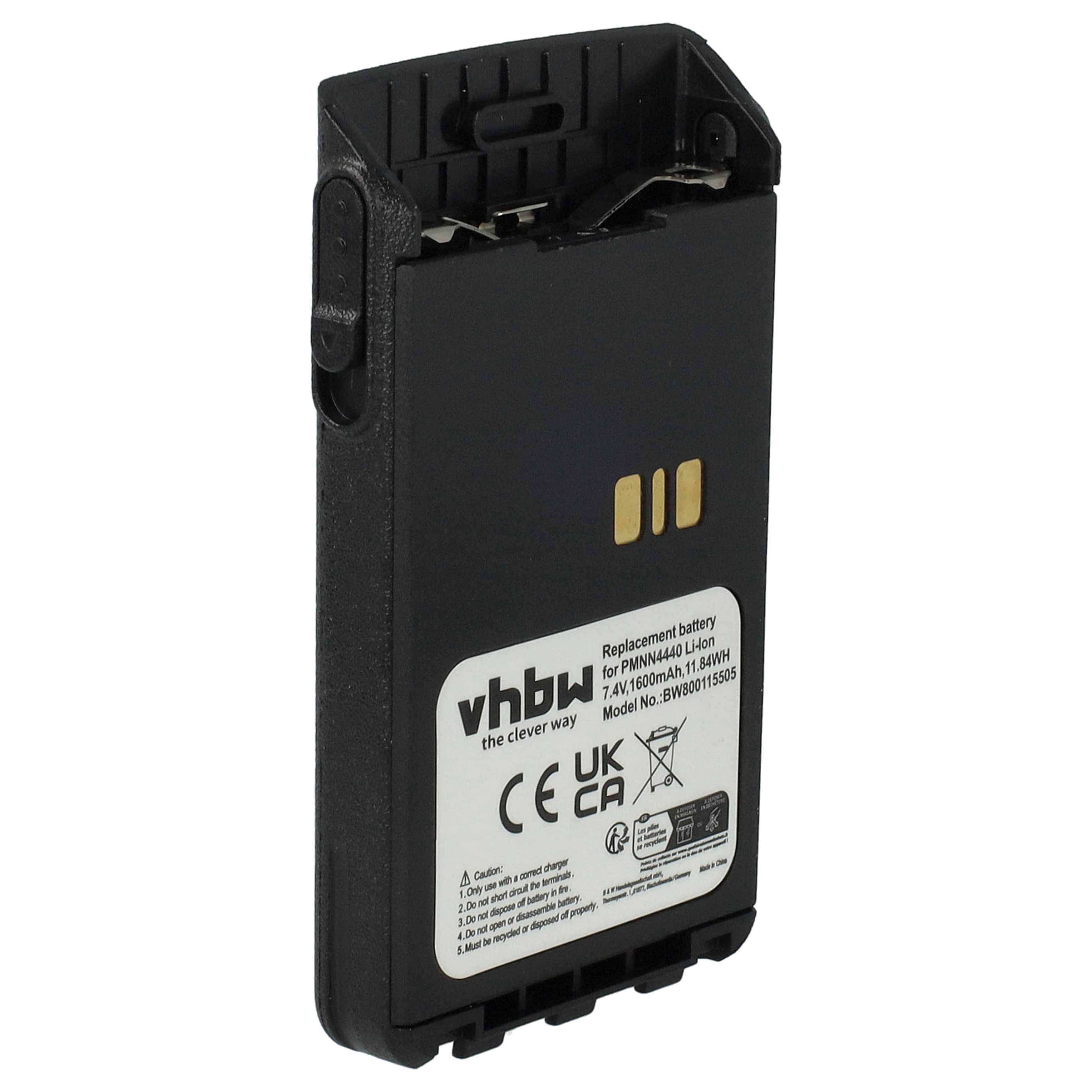 vhbw Akku kompatibel mit Motorola MOTOTRBO DP3441 Funkgerät, Walkie Talkie (1600 mAh, 7,4 V, Li-Ion)