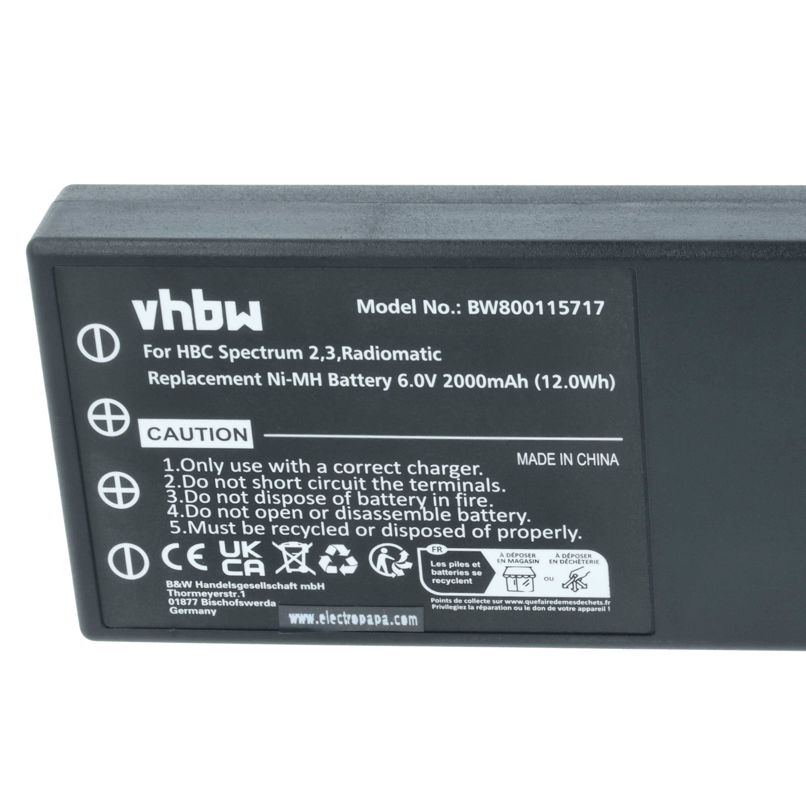 vhbw 5x Akku kompatibel mit HBC Radiomatic PM471560, PM458017, FUB78AA Industrie-Funkfernsteuerung Fernbedienung (2000 mAh, 6 V, NiMH) - Schwarz