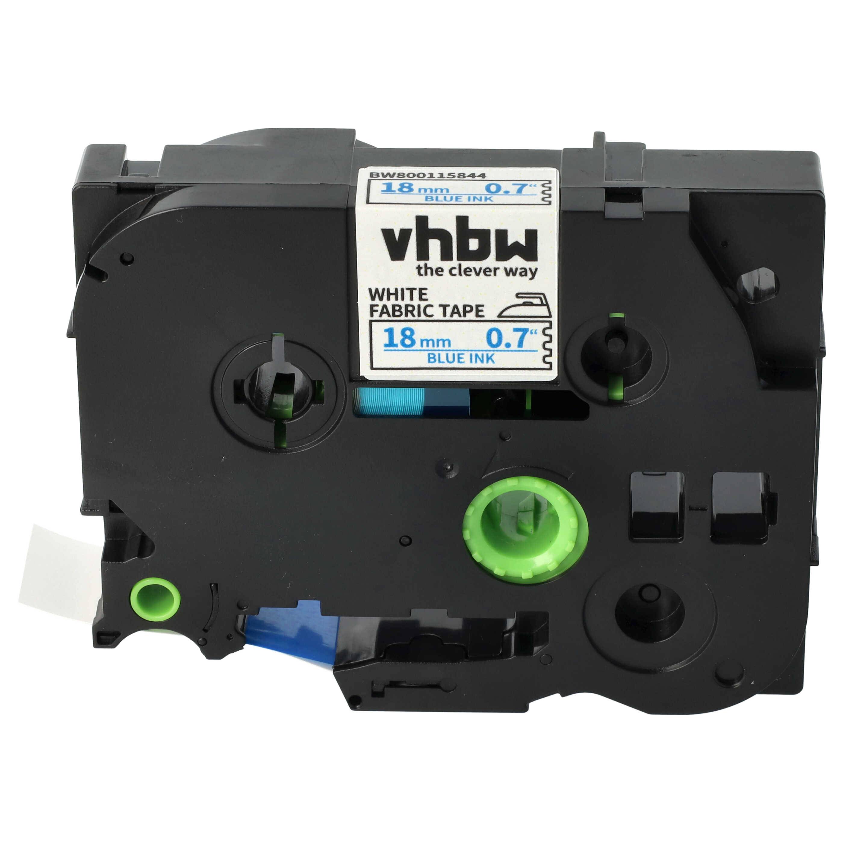vhbw Schriftband-Kassette Ersatz für Brother TZE-FA4 für Etiketten-Drucker 3m x 18mm Blau auf Weiß, Aufbügelband