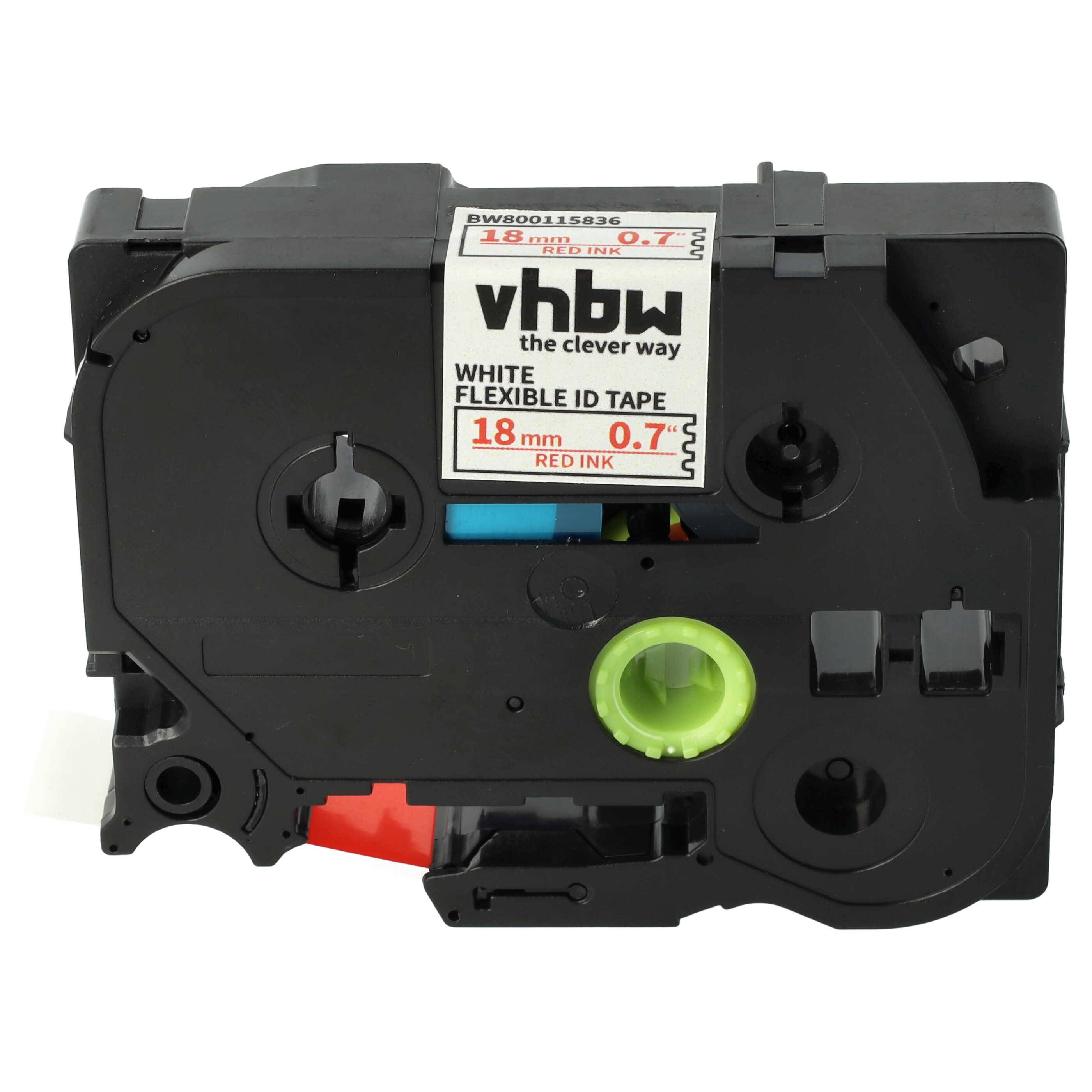 vhbw Schriftband-Kassette Ersatz für Brother TZE-FX242 für Etiketten-Drucker 8m x 18mm Rot auf Weiß, Flexibel