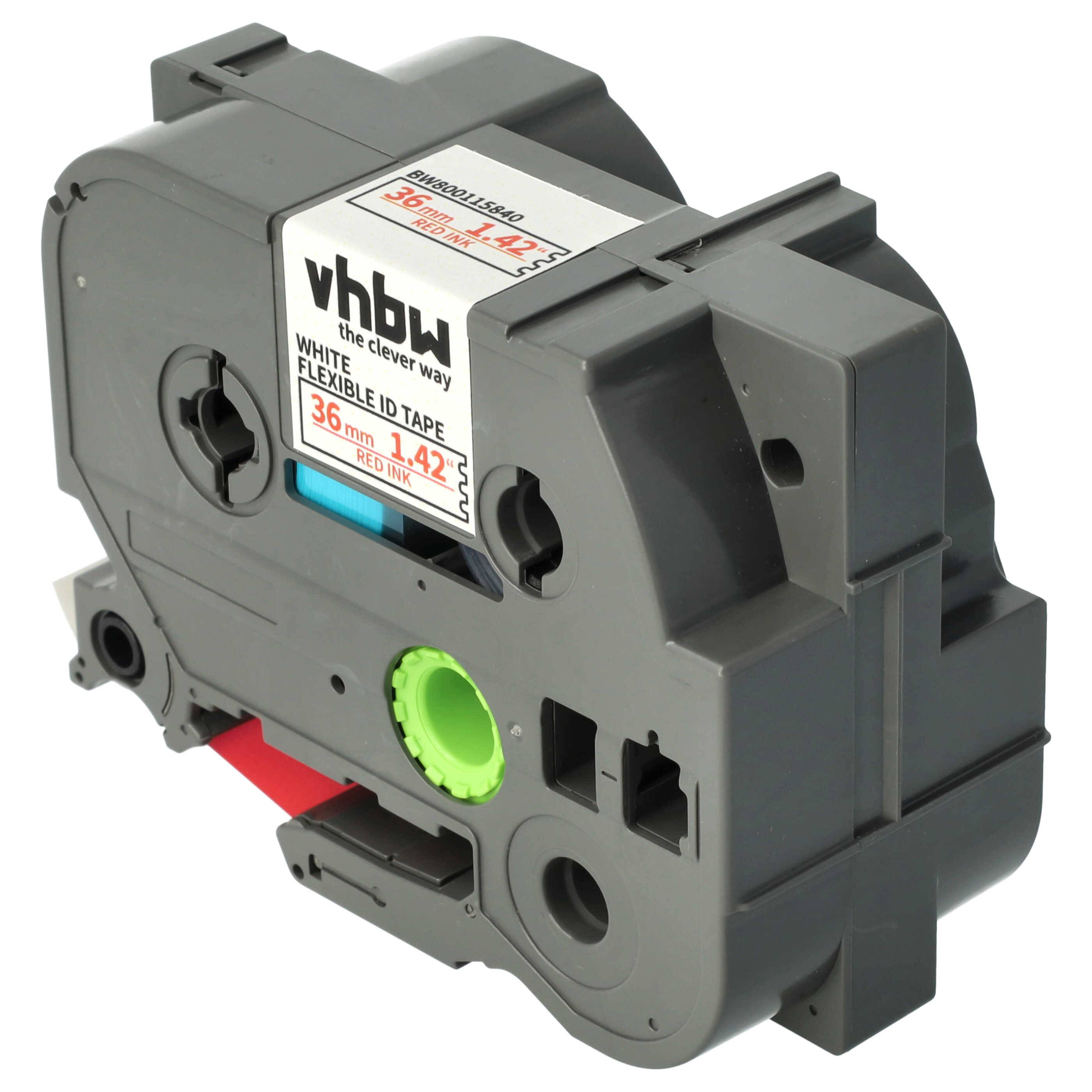 vhbw Schriftband-Kassette Ersatz für Brother TZE-FX262 für Etiketten-Drucker 8m x 36mm Rot auf Weiß, Flexibel