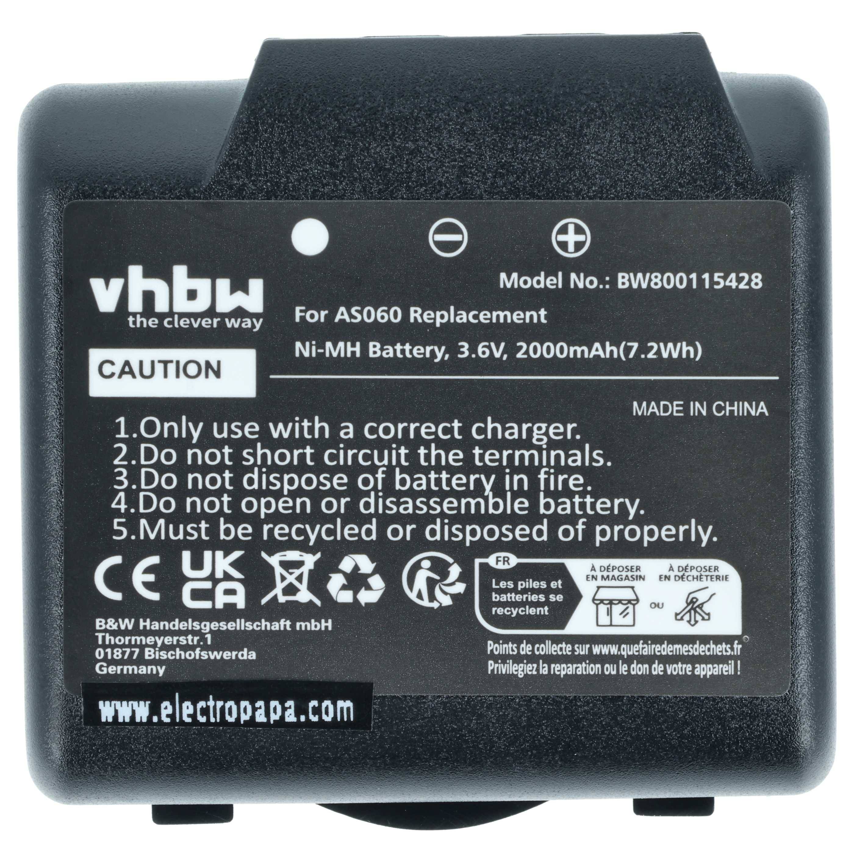 Schwarzes Batteriepaket mit der Aufschrift „vhbw the clever way