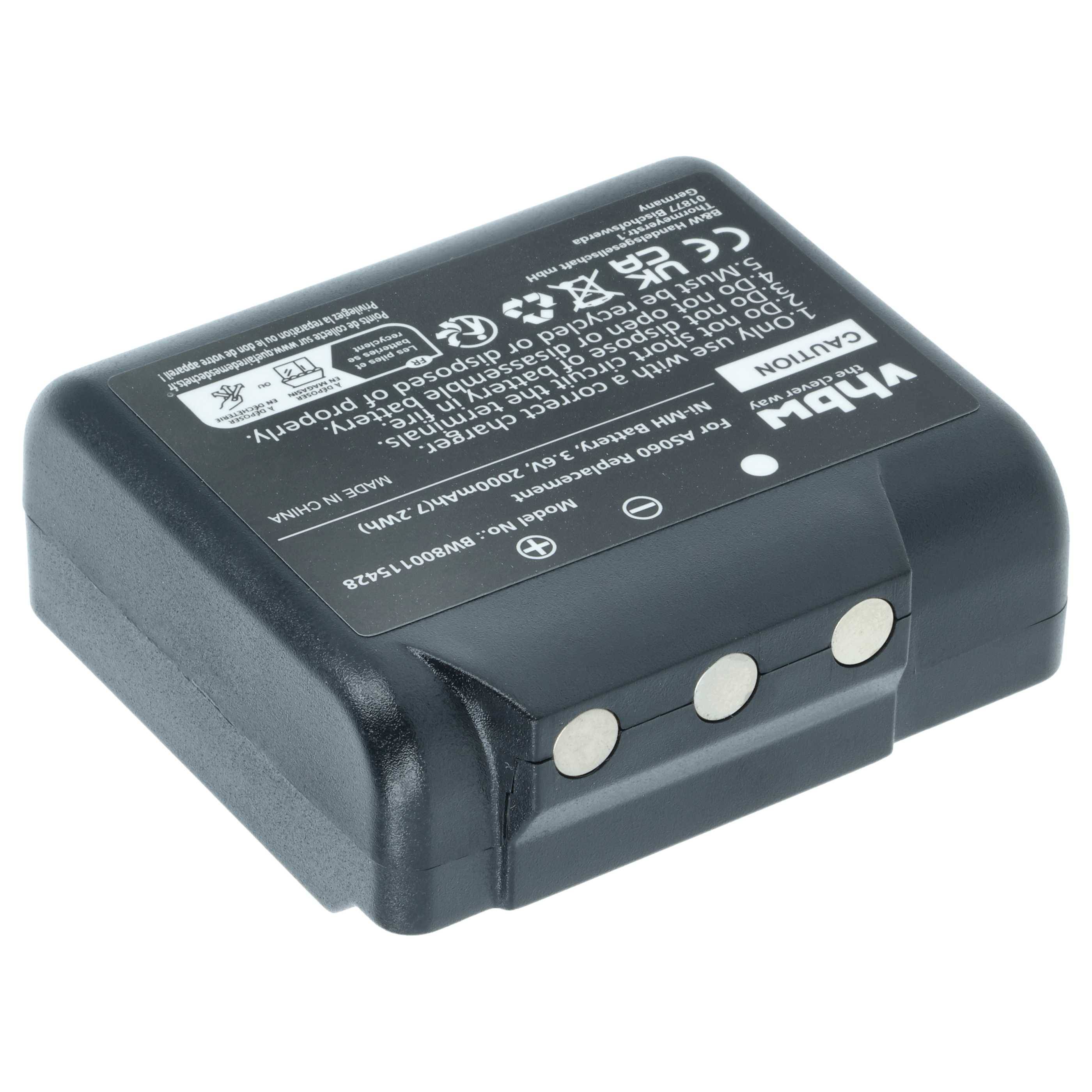 vhbw 5x Akku kompatibel mit IMET M550 Ares, M550S Thor, BE5500, BE3600 Industrie-Funkfernsteuerung Fernbedienung (2000 mAh, 3,6 V, NiMH) - Schwarz